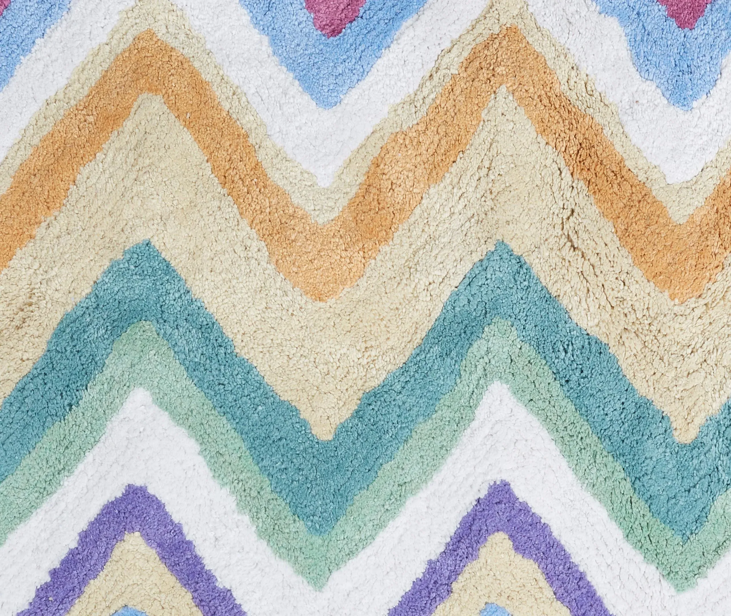 Bath Mat with Zigzag Pattern - Black, Cotton