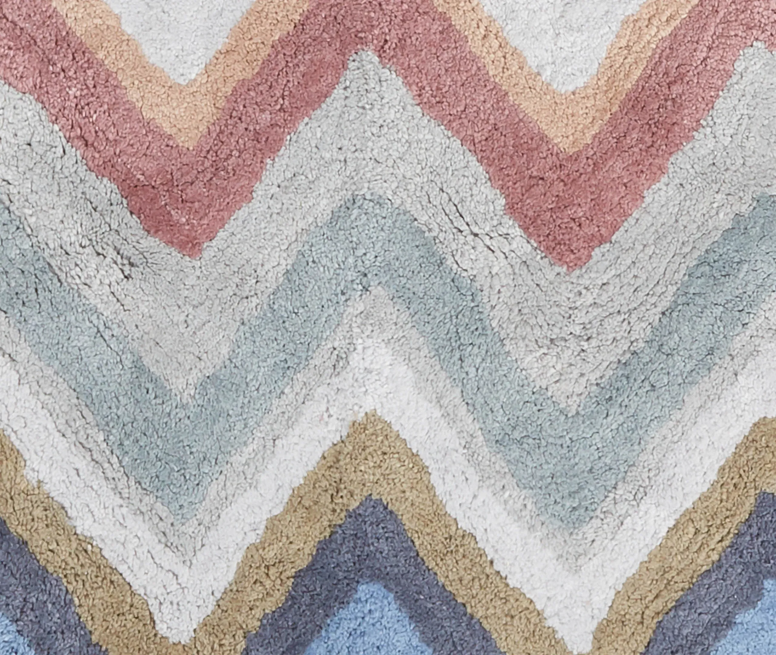 Bath Mat with Zigzag Pattern - Orange, Cotton