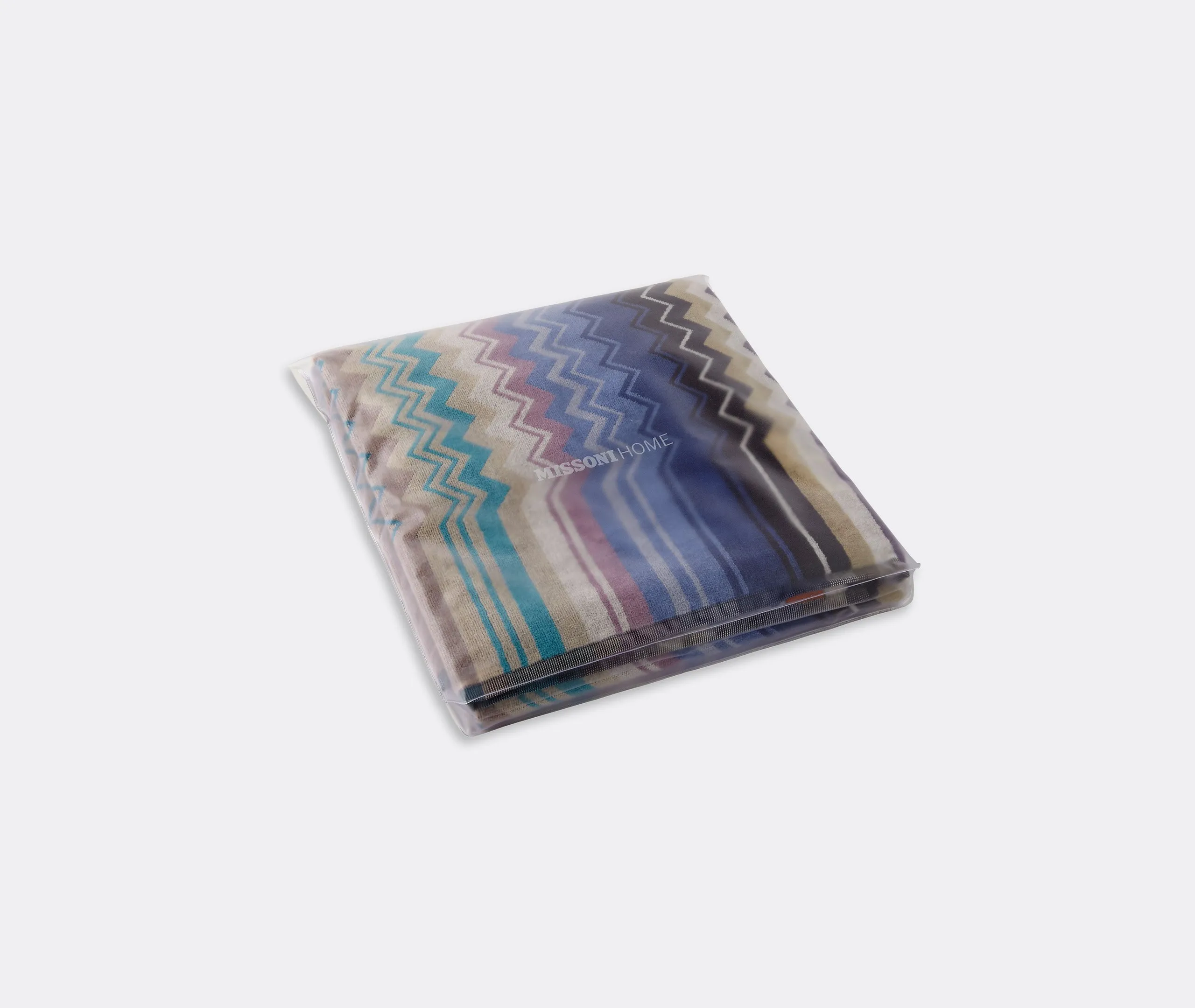 Bath Towel with Zigzag Pattern - Blue, Cotton