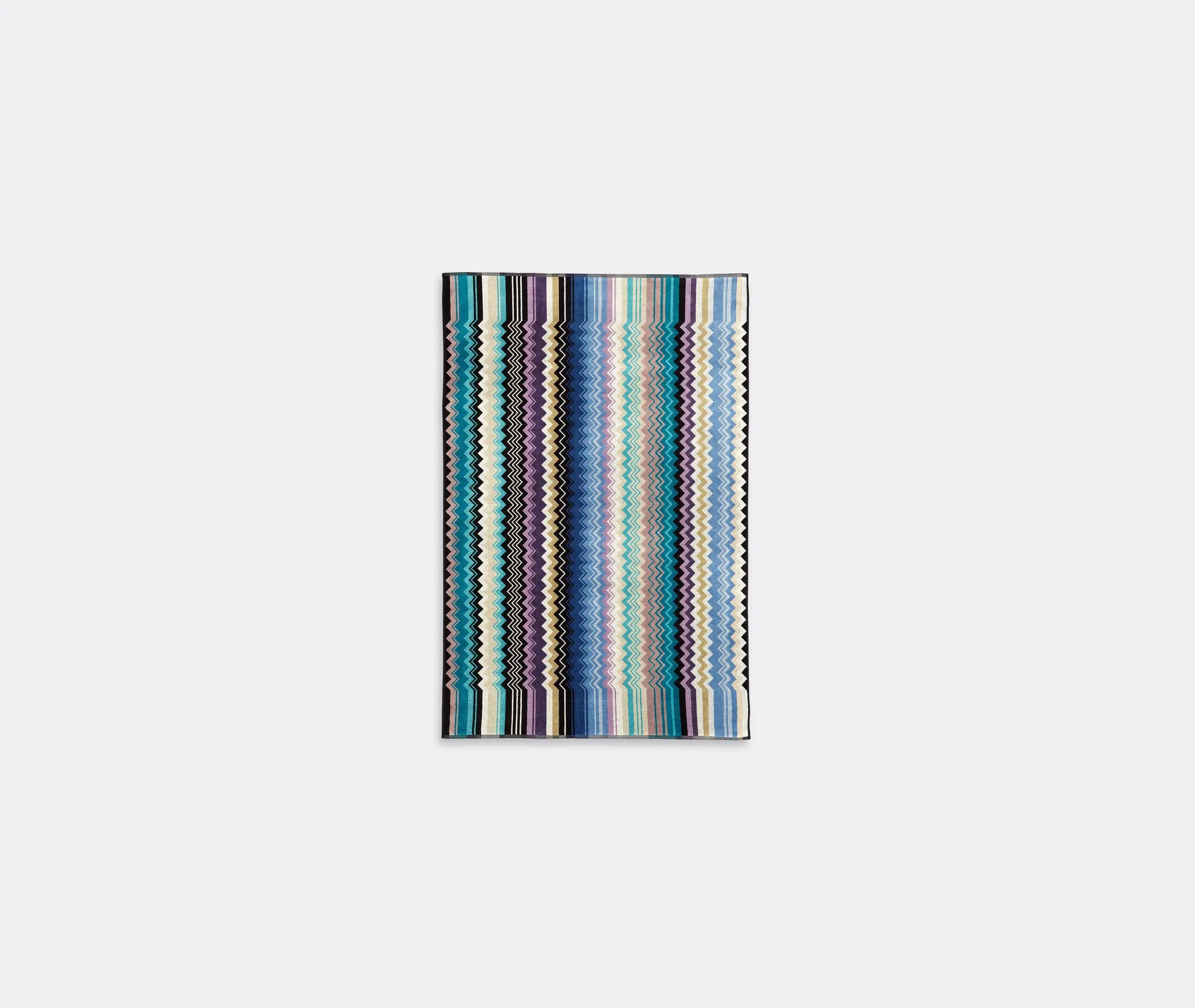 Bath Towel with Zigzag Pattern - Blue, Cotton image