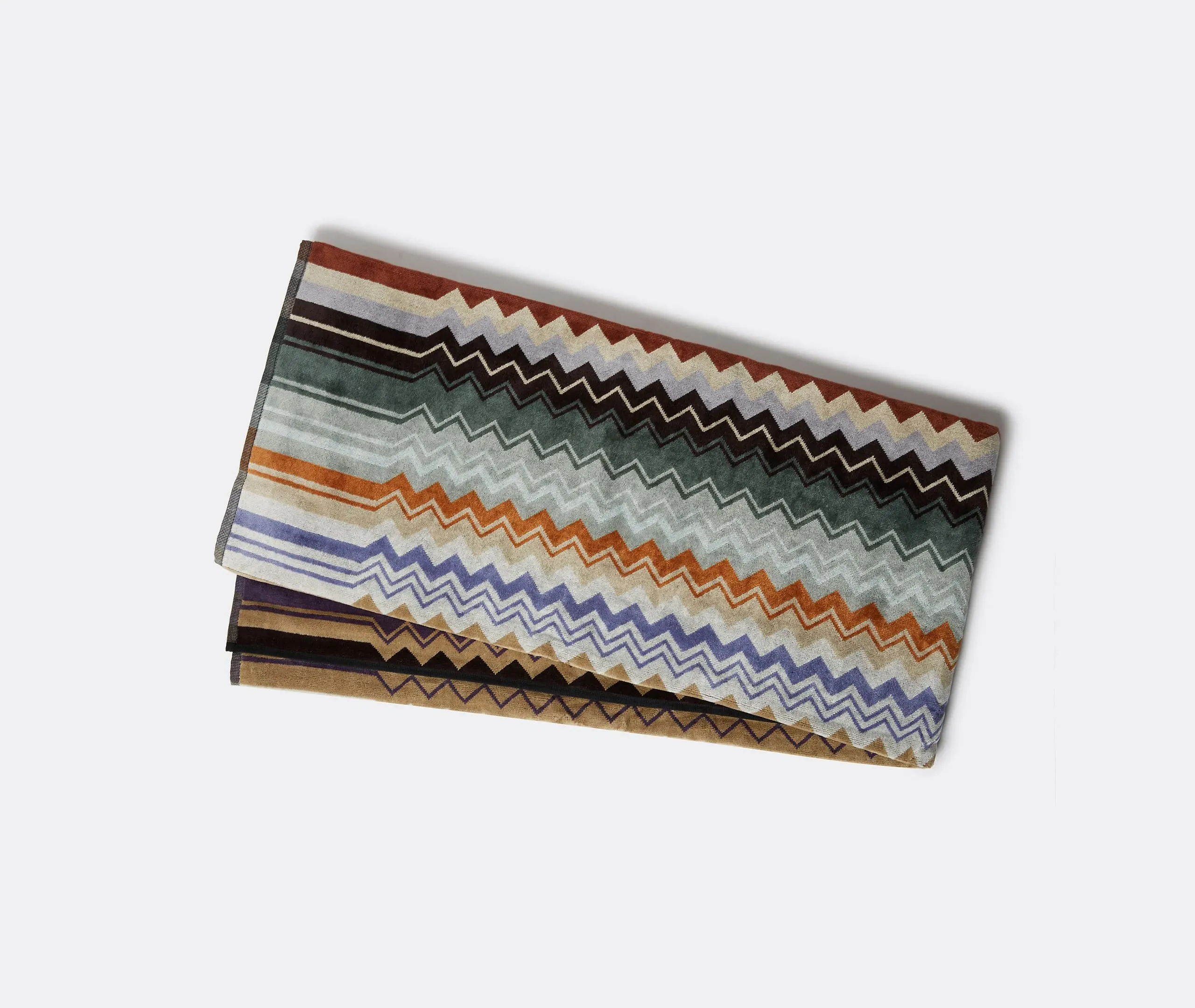 Bath Towel with Zigzag Pattern - Green, Cotton