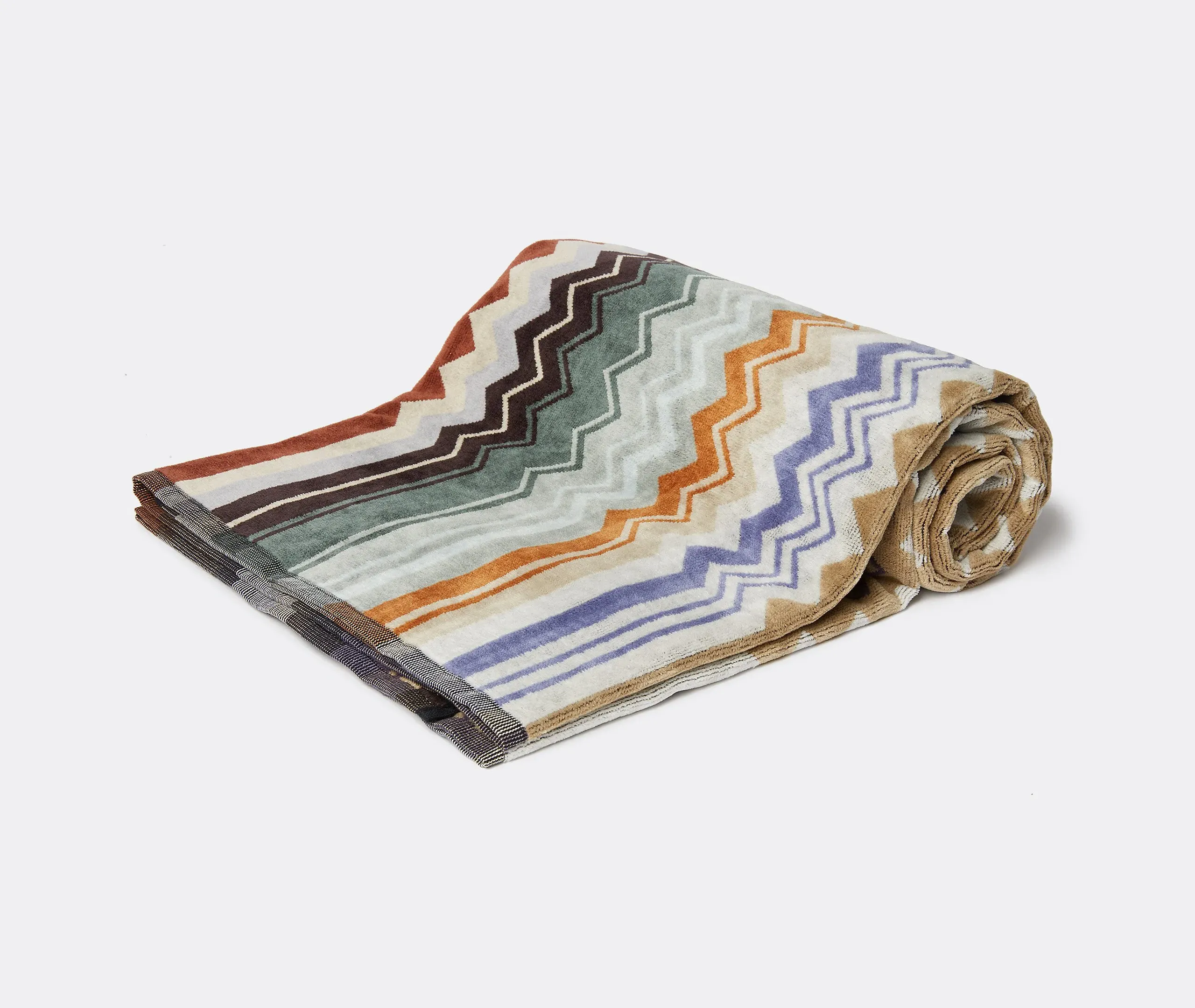 Bath Towel with Zigzag Pattern - Green, Cotton