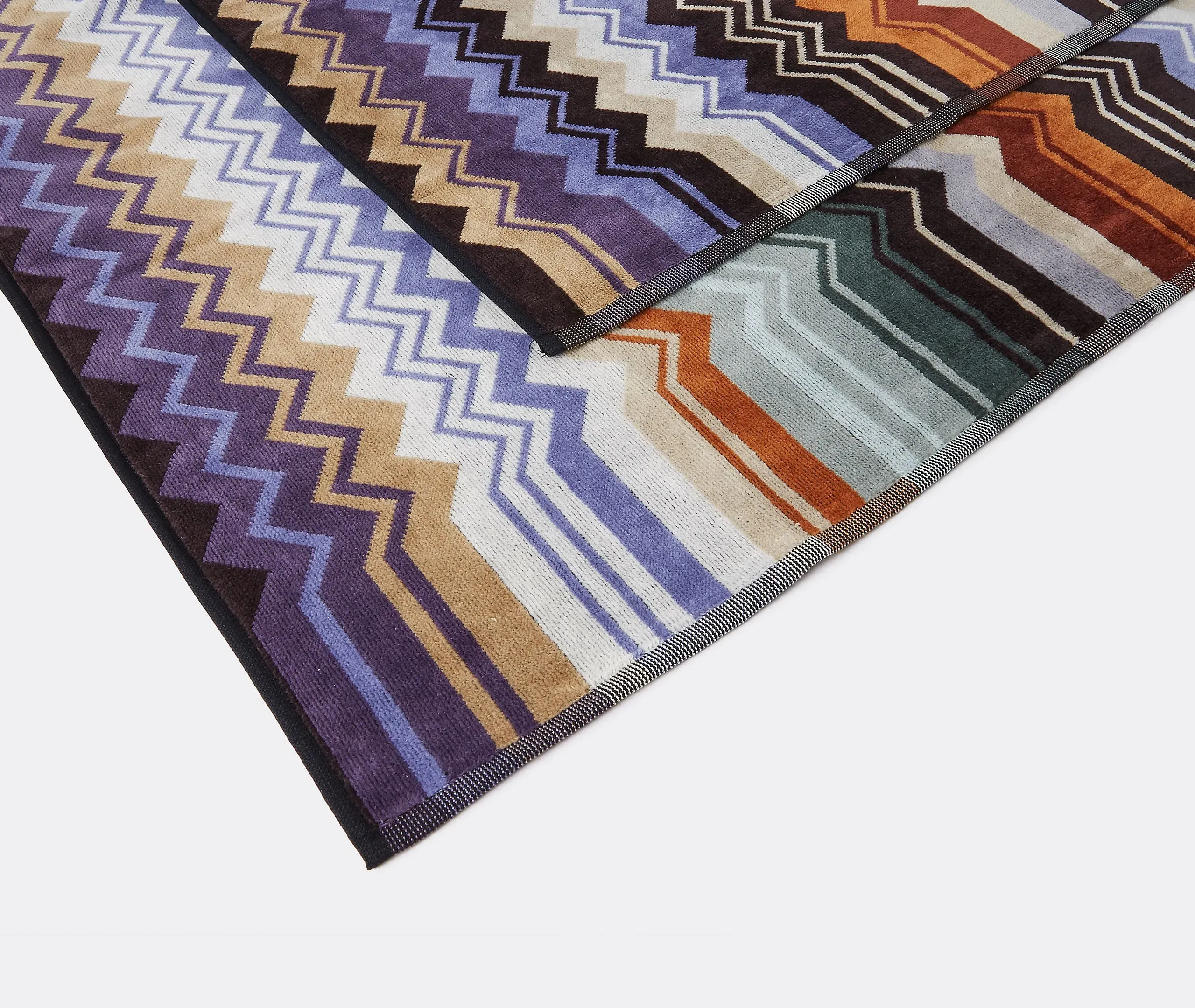 Bath Towel with Zigzag Pattern - Green, Cotton