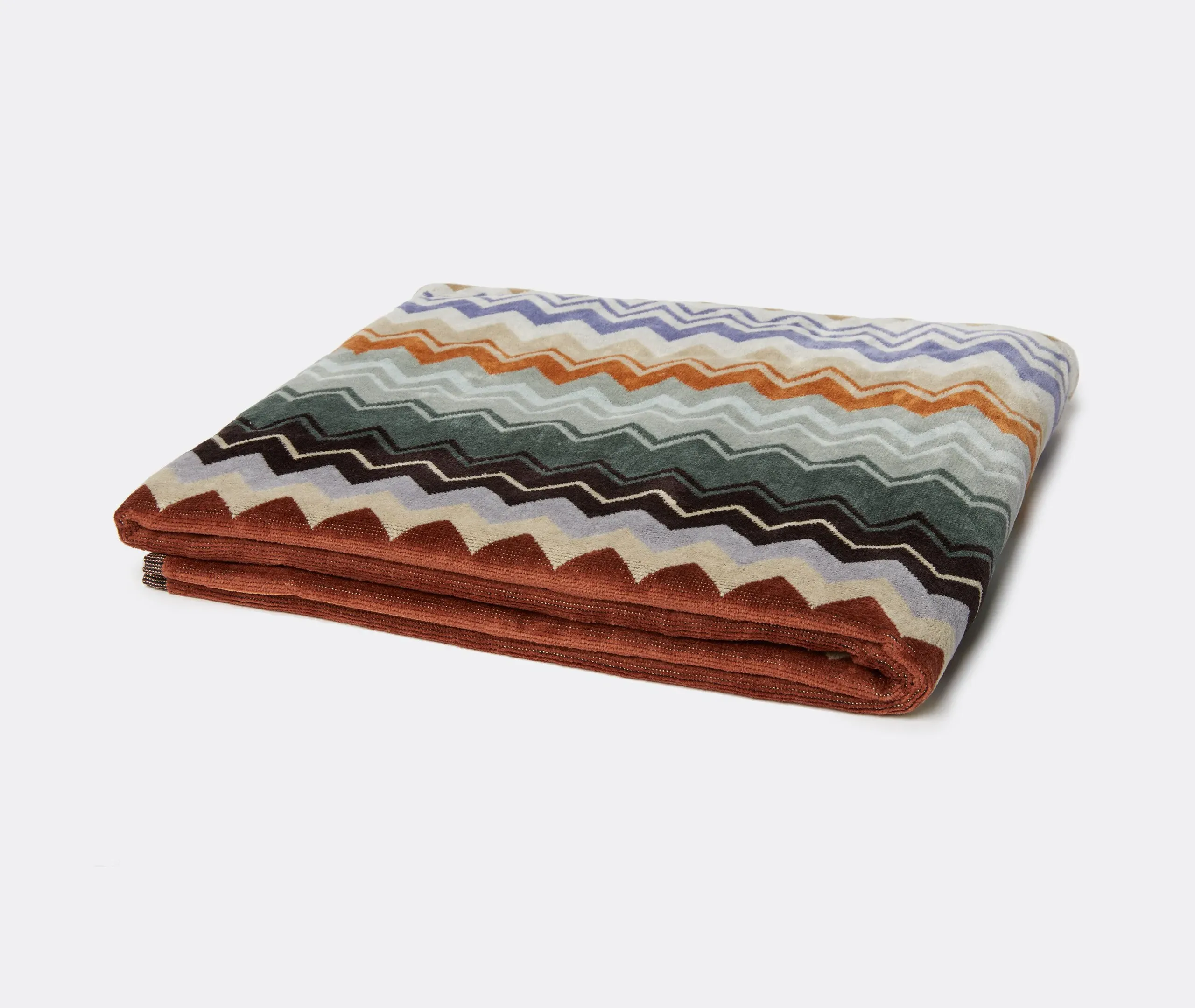 Bath Towel with Zigzag Pattern - Green, Cotton image