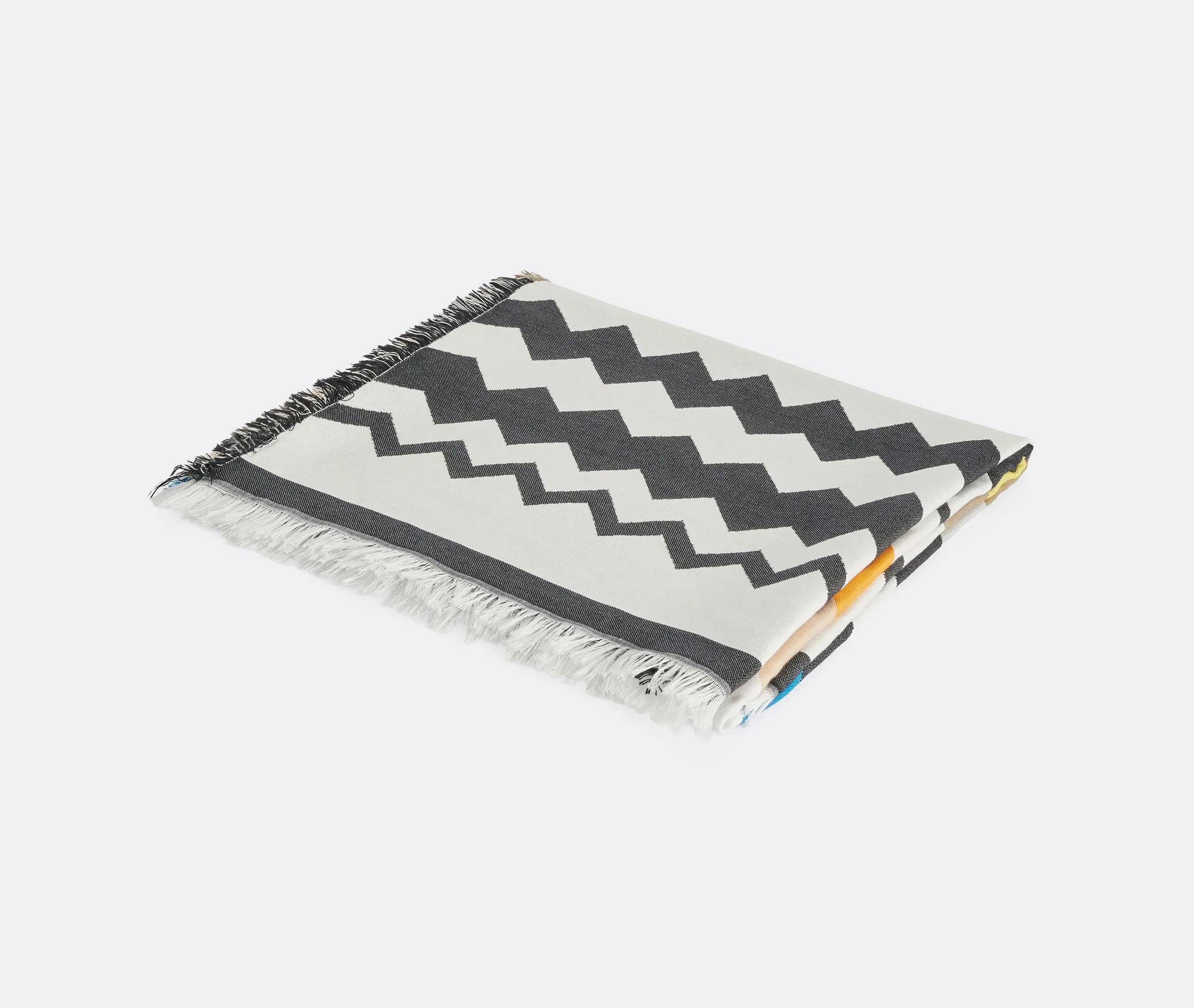 Beach Towel with Zigzag Pattern - Multicolor, Terry Cotton