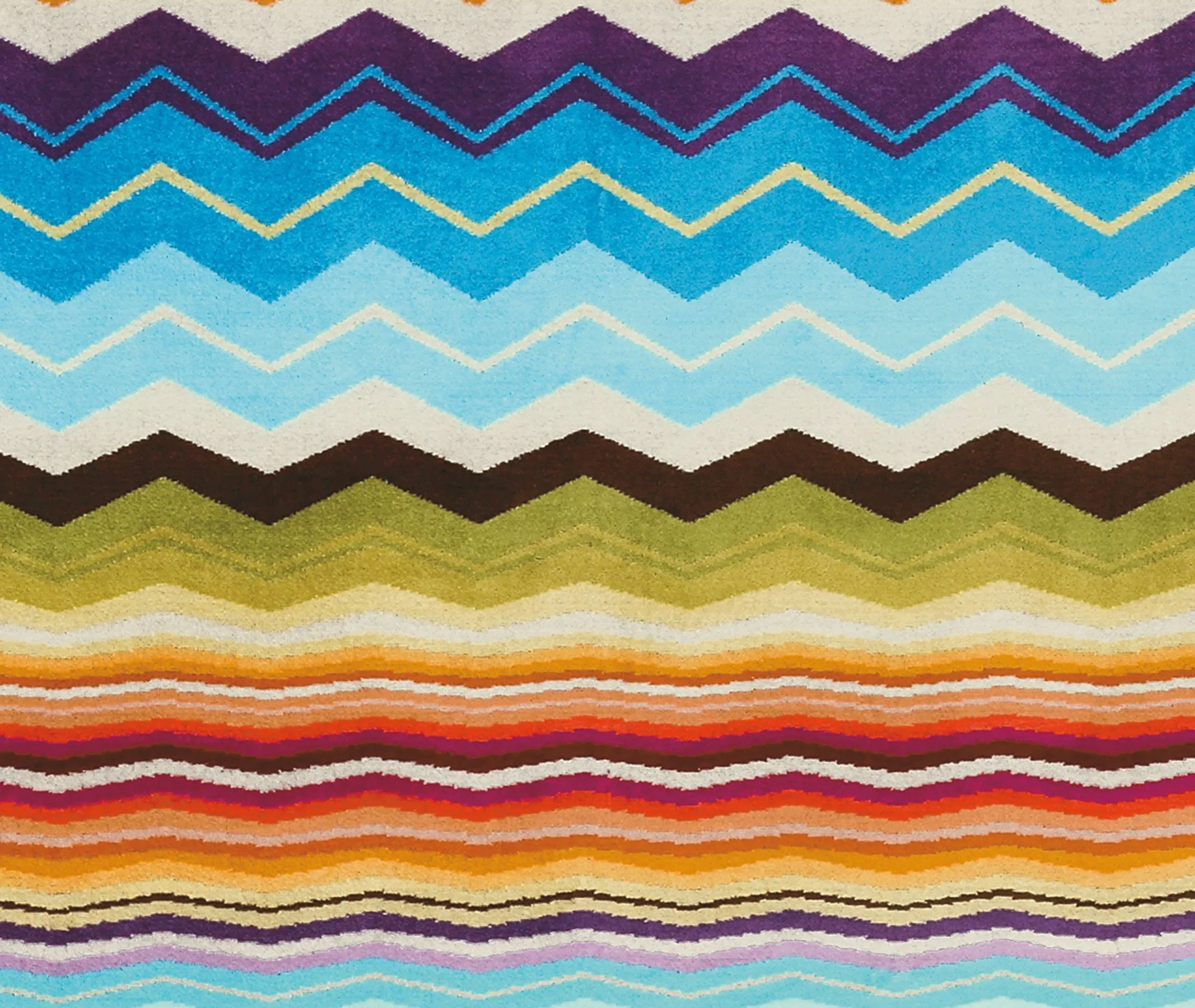 Beach Towel with Zigzag Pattern - Orange, Terry