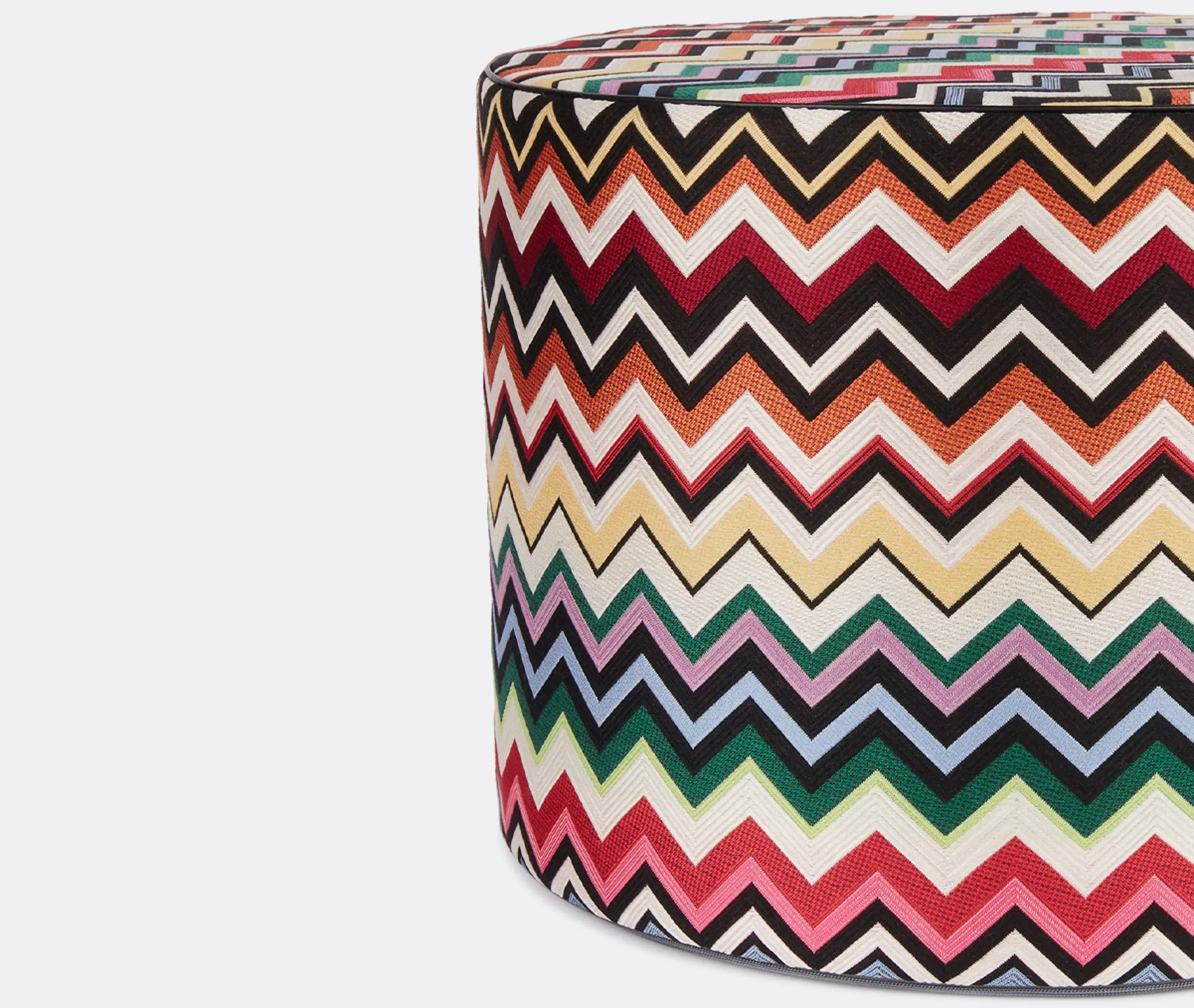 Belfast Cylindrical Pouf with Handle - Multicolour, Polyester