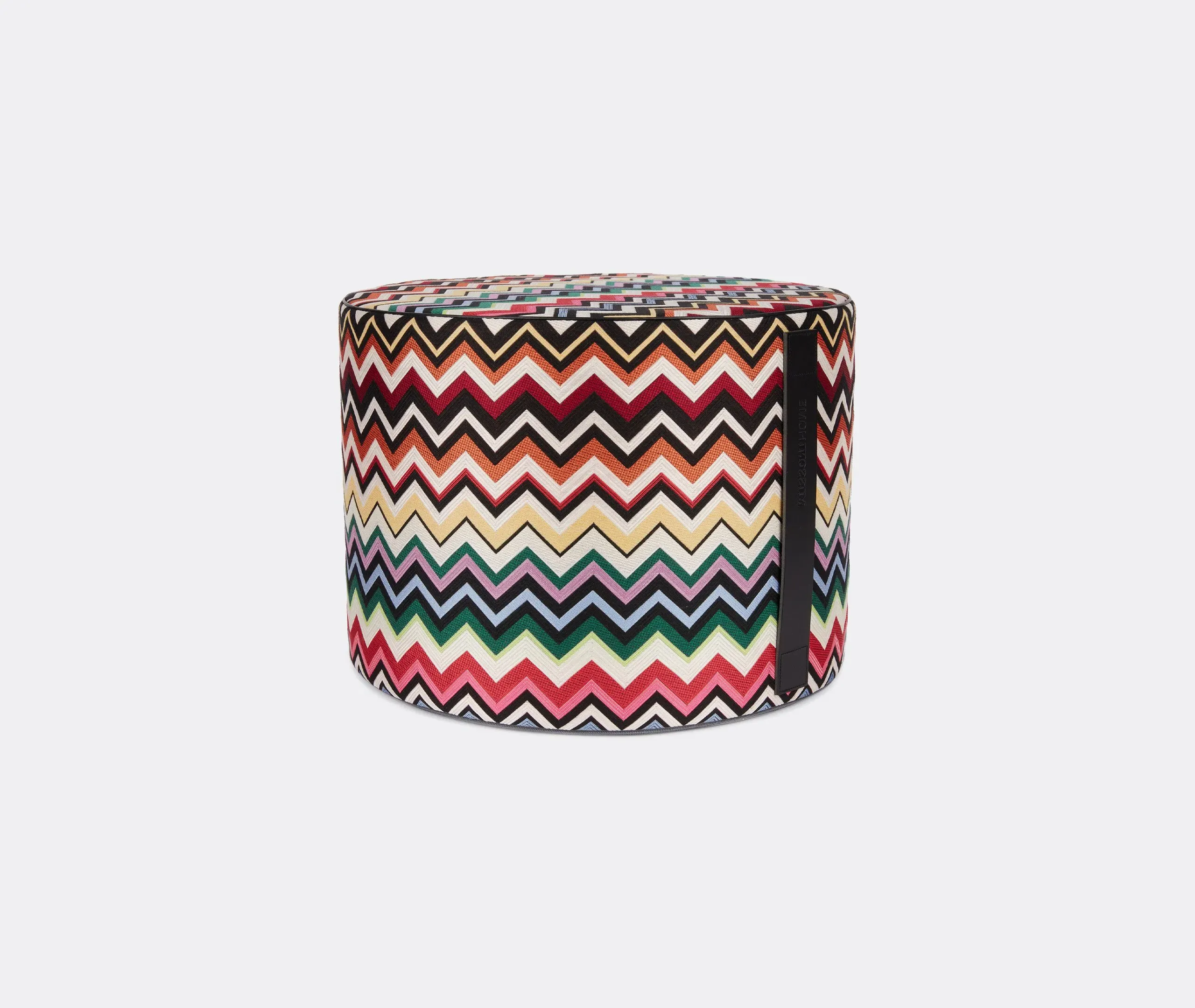 Belfast Cylindrical Pouf with Handle - Multicolour, Polyester