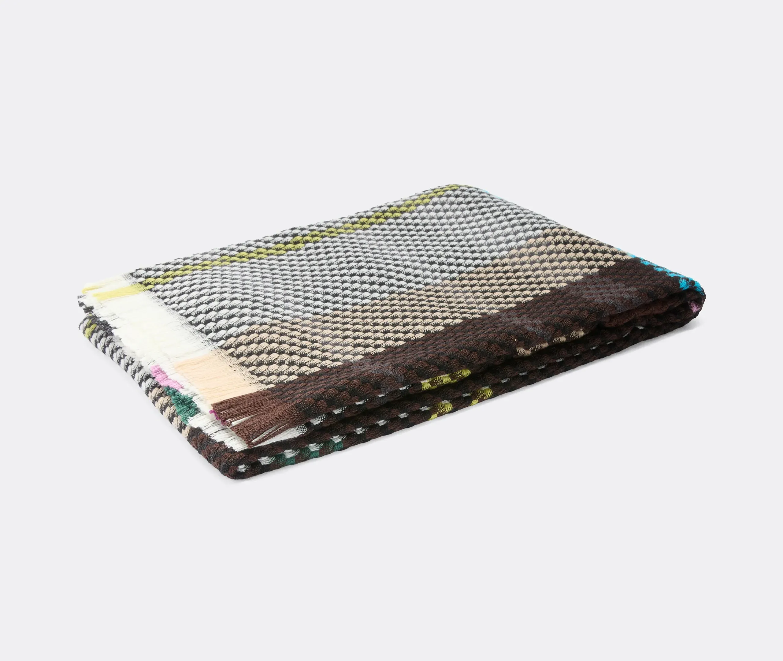 Check Throw with Fringe - Multicolor, Wool Blend
