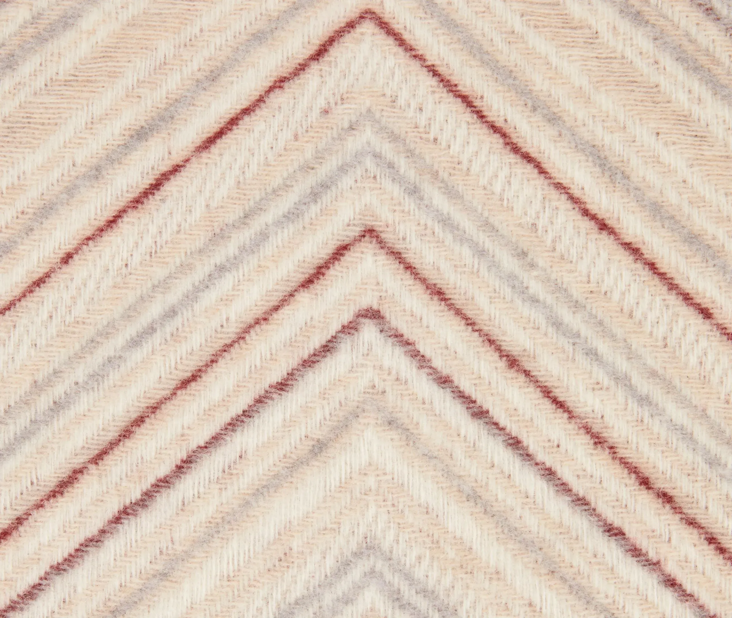 Chevron Throw with Frayed Edges - Beige, Wool