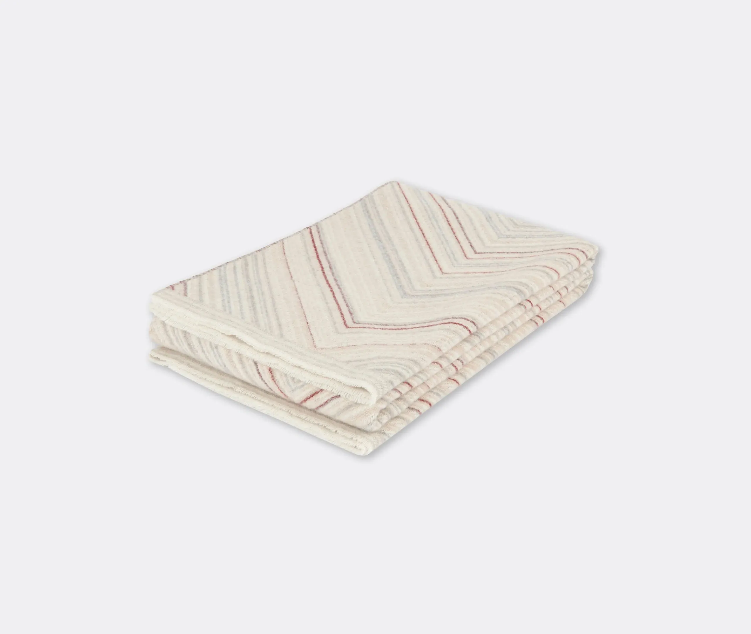 Chevron Throw with Frayed Edges - Beige, Wool