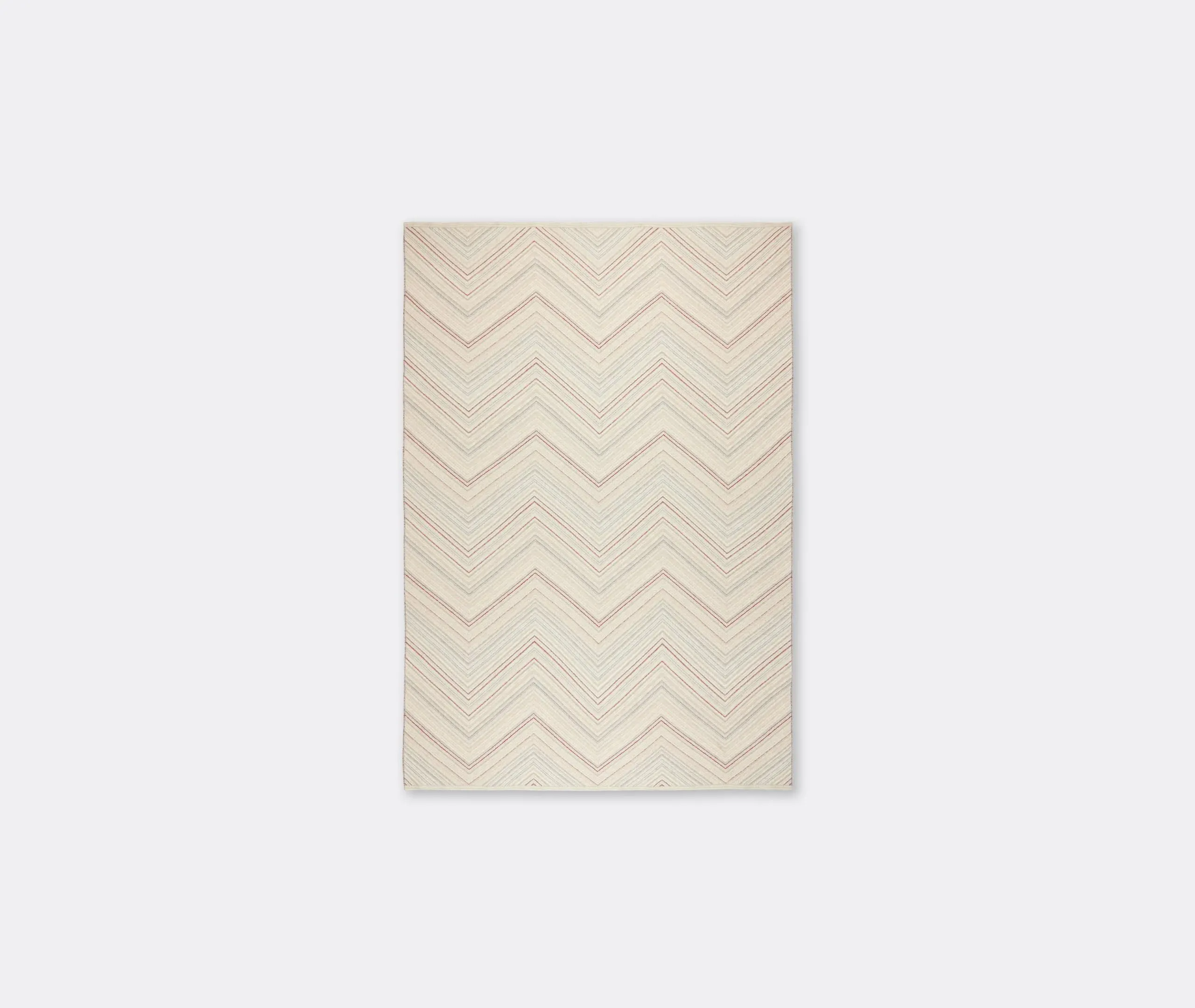 Chevron Throw with Frayed Edges - Beige, Wool
