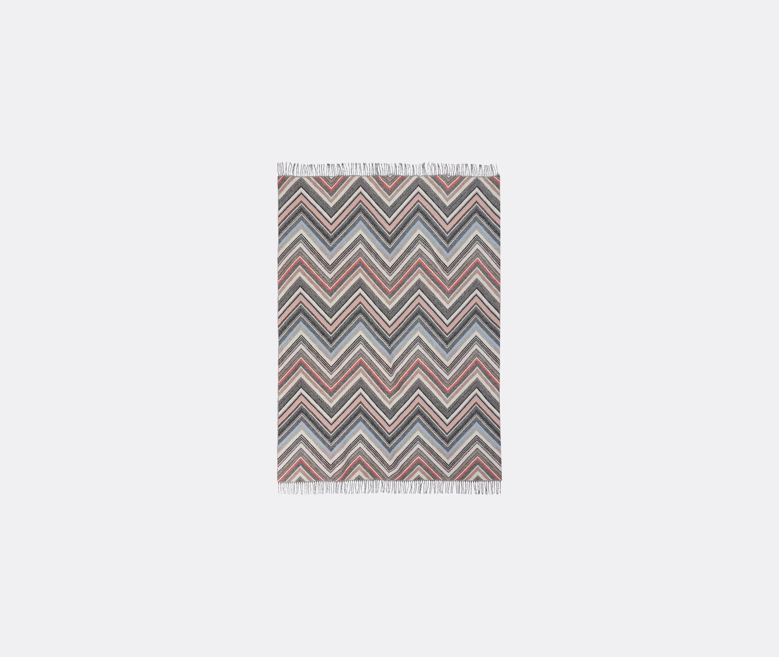 Chevron Throw with Stripe Pattern - Multicolor, Wool