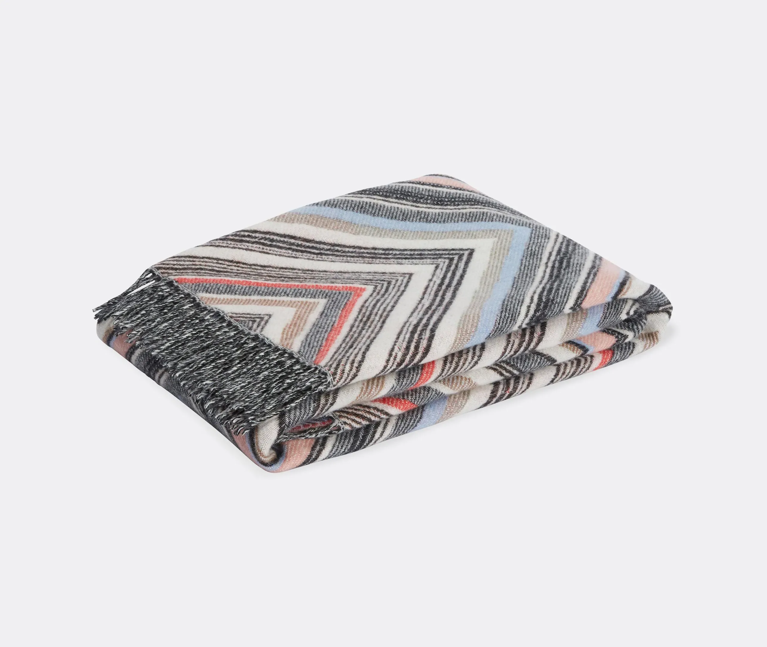 Chevron Throw with Stripe Pattern - Multicolor, Wool image