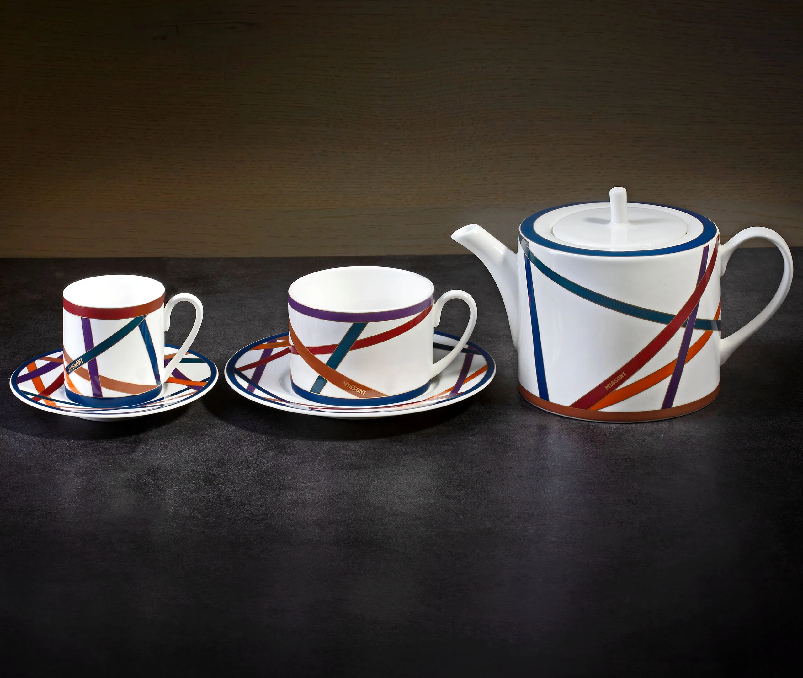 Coffee Cup & Saucer Set - Multicolour, Bone China