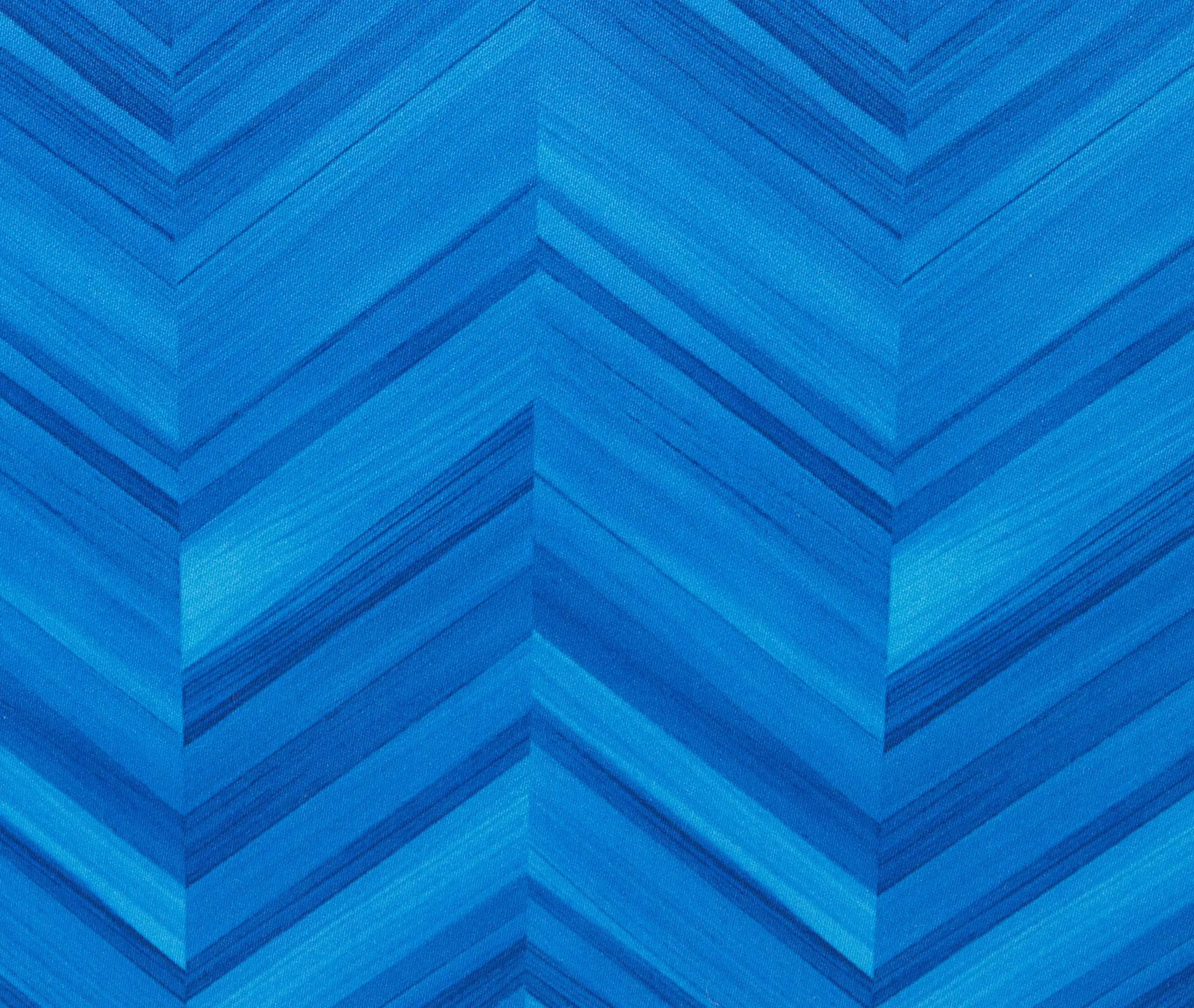 Cube Pouf with Chevron Pattern - Blue, Cotton