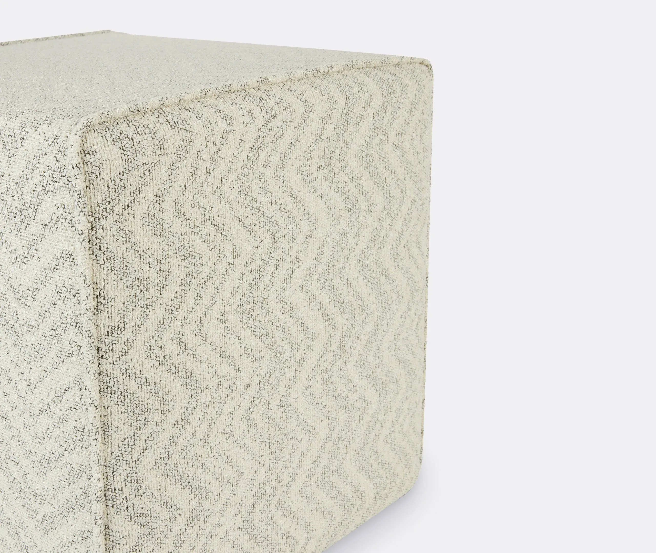 Cube Pouf with Chevron Pattern - Natural, Bouclé