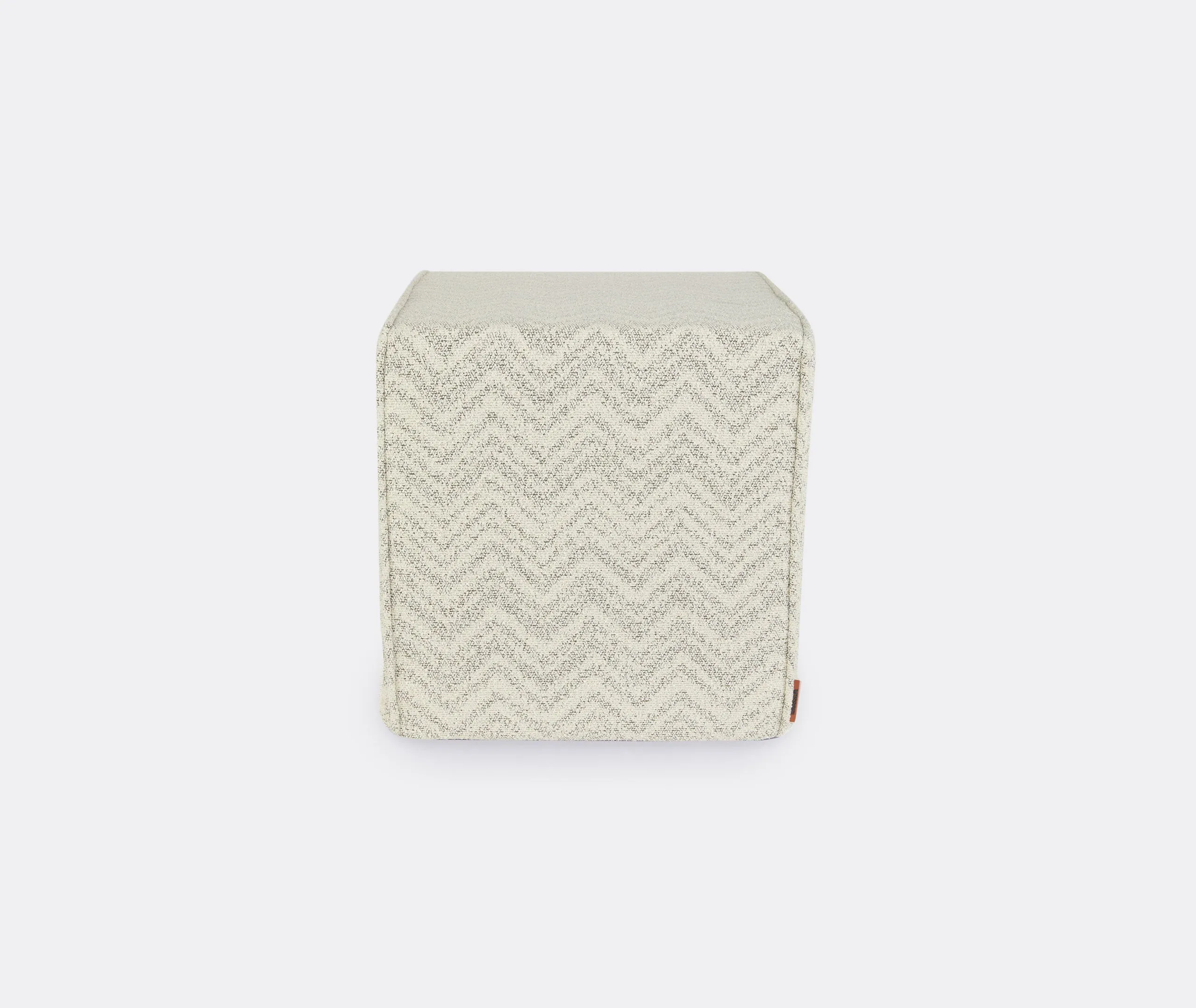 Cube Pouf with Chevron Pattern - Natural, Bouclé image
