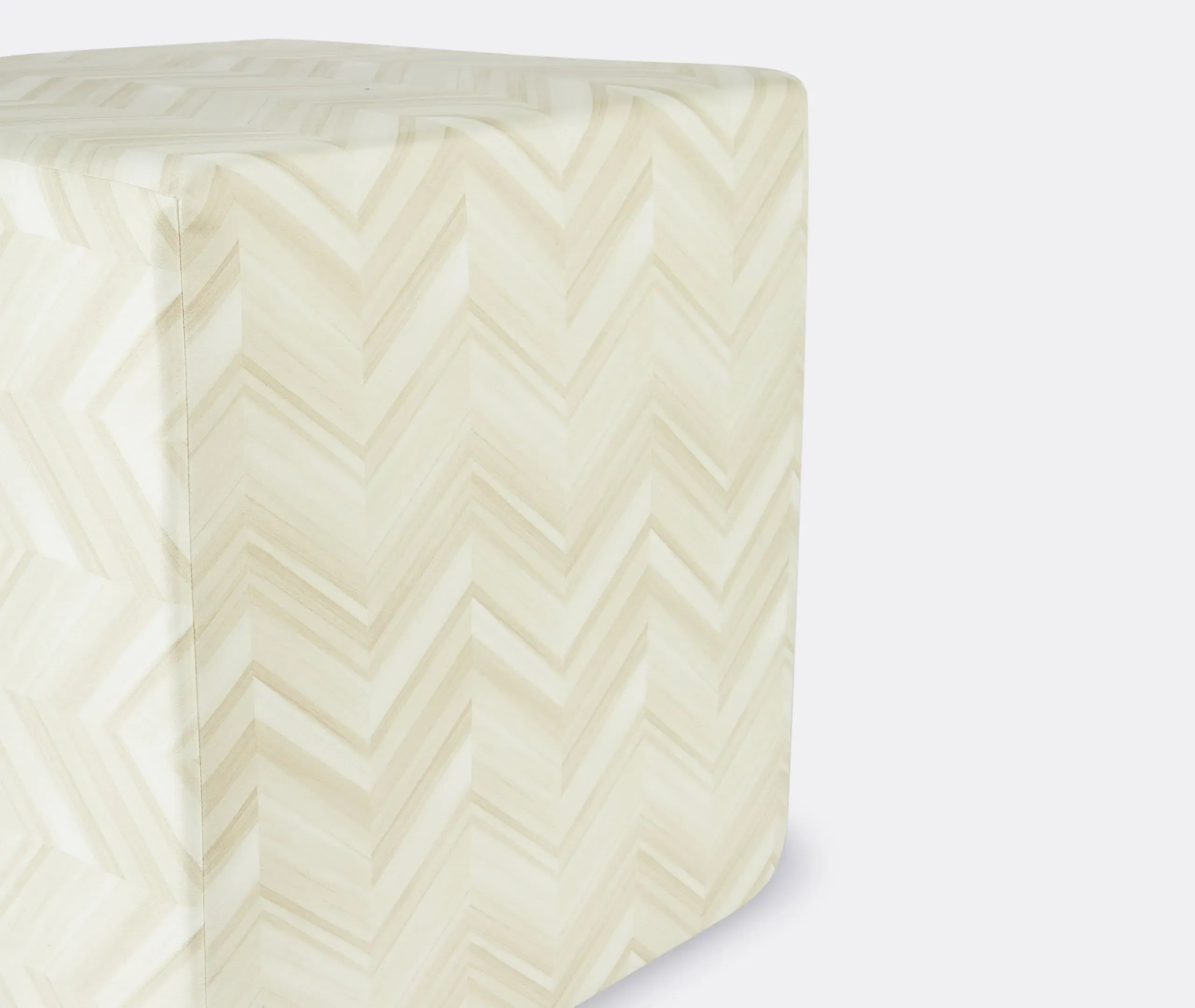 Cube Pouf with Chevron Pattern - Natural, Cotton