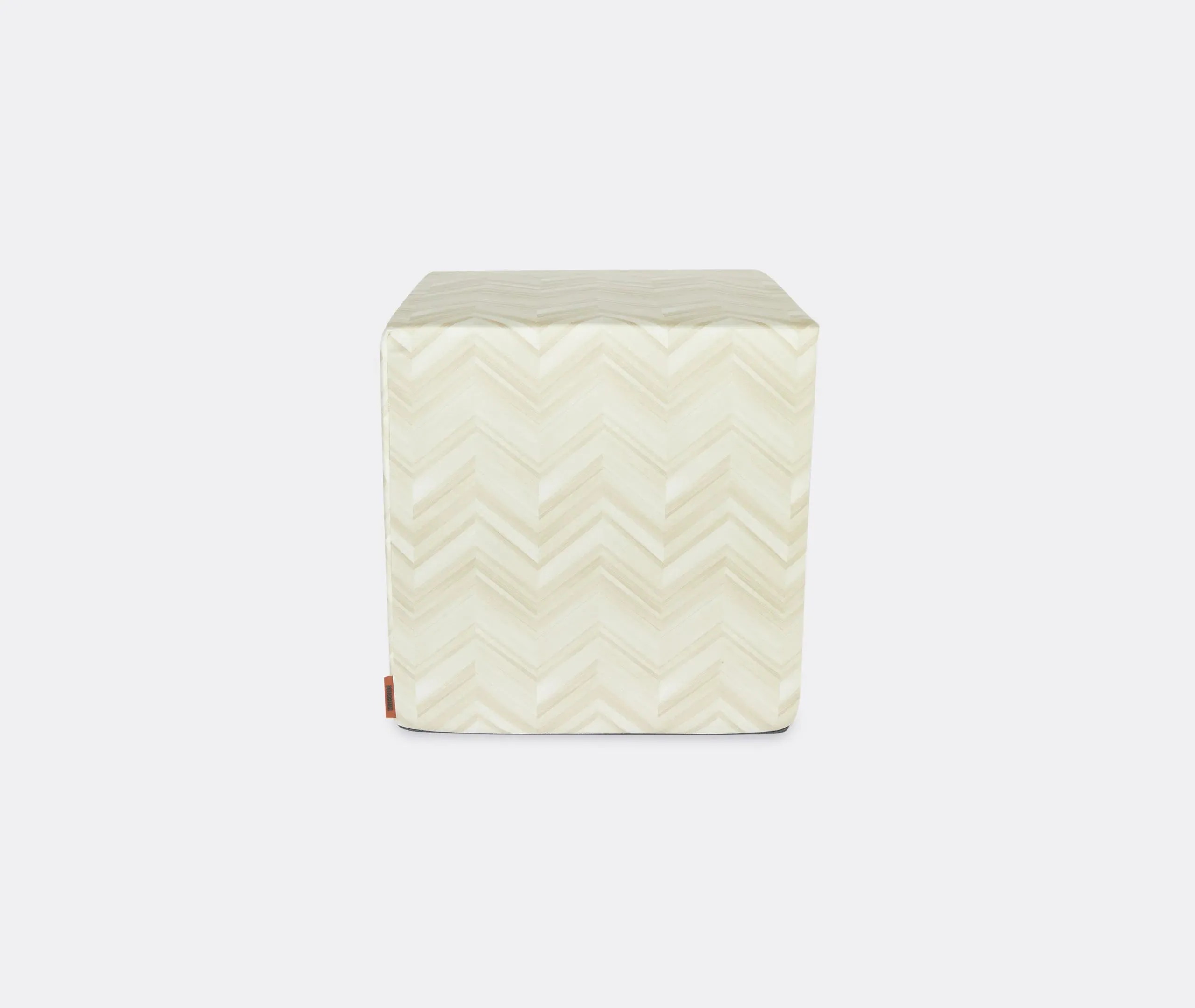 Cube Pouf with Chevron Pattern - Natural, Cotton