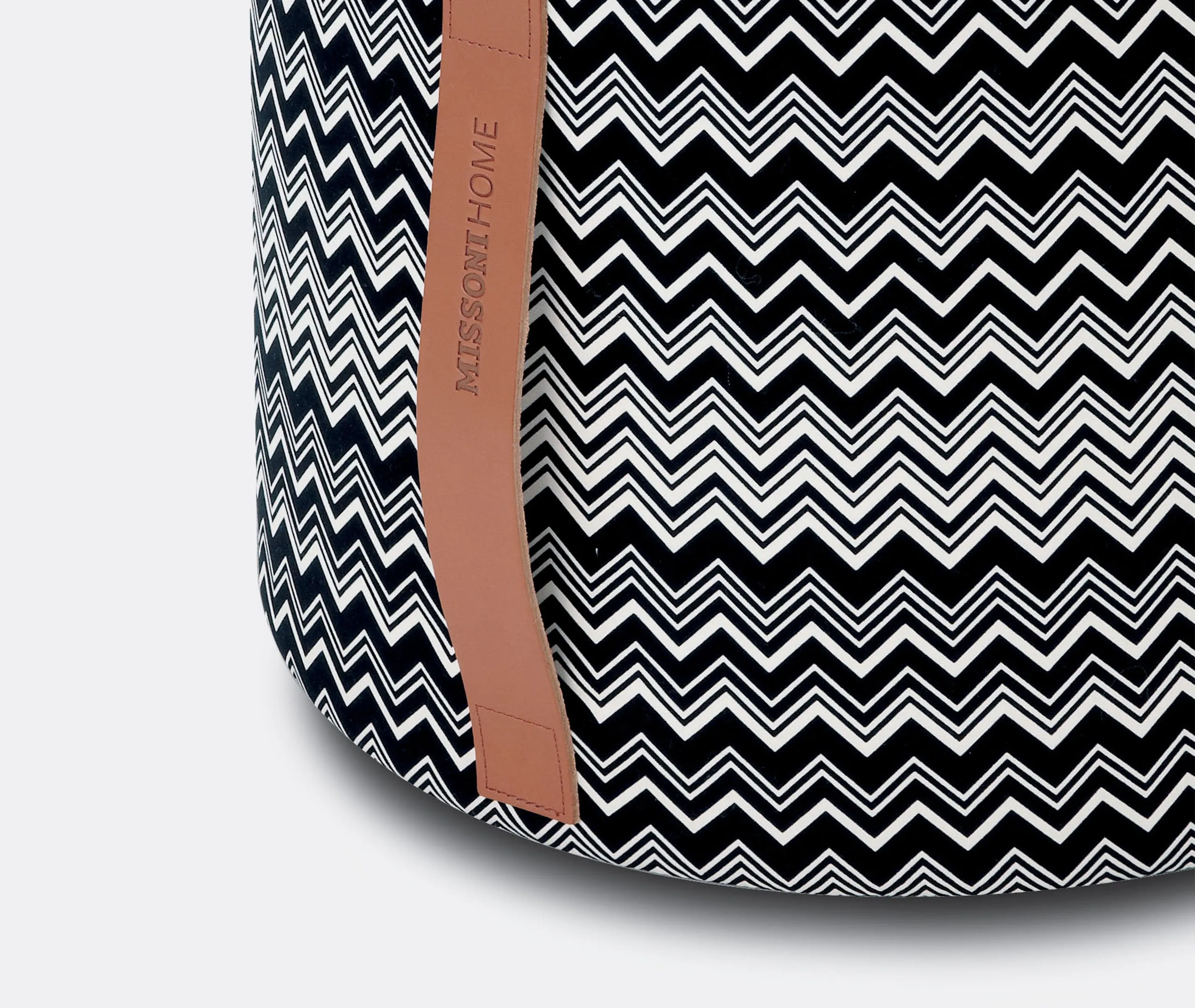 Cylinder Pouf with Handle - Black, Cotton