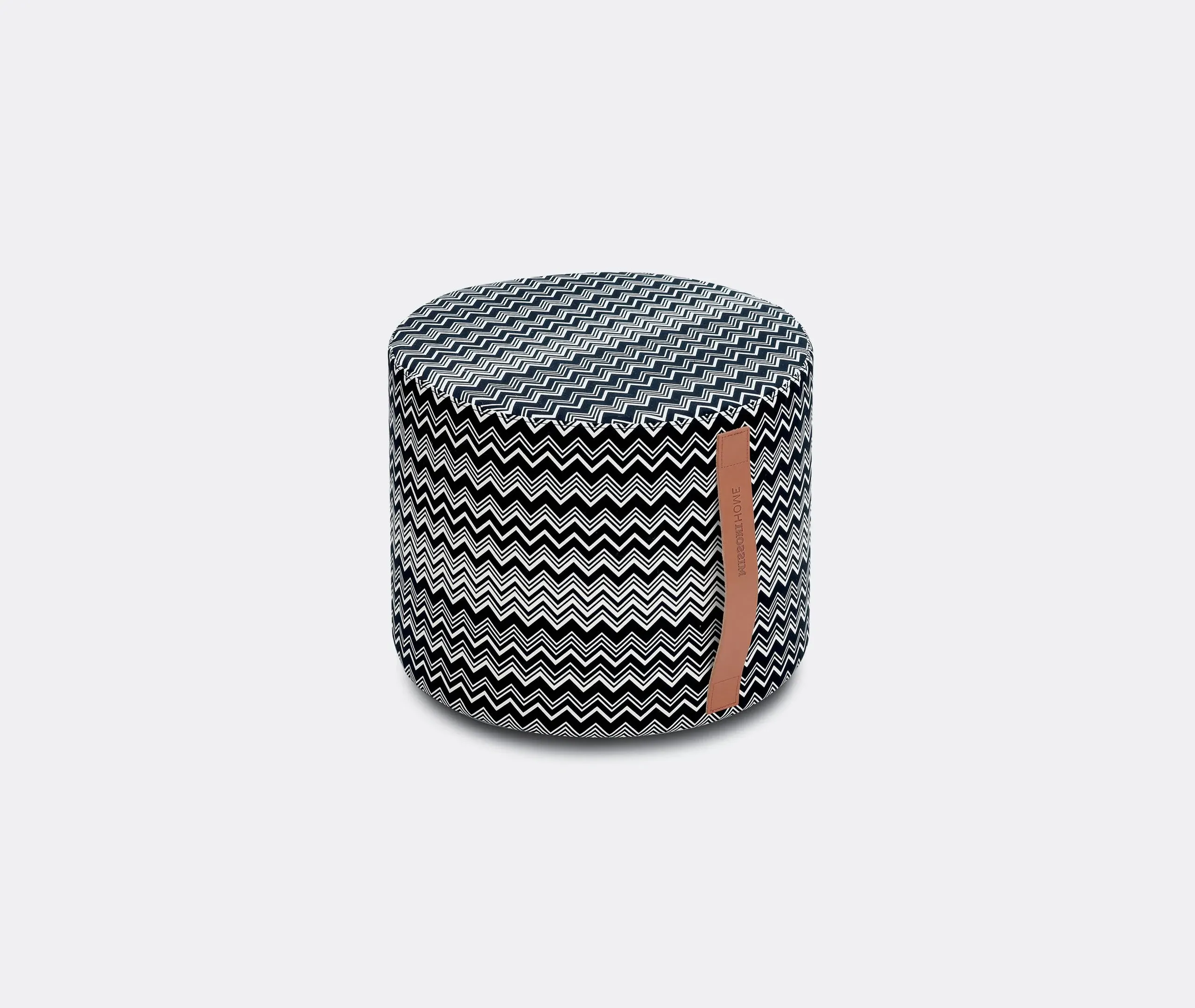Cylinder Pouf with Handle - Black, Cotton image