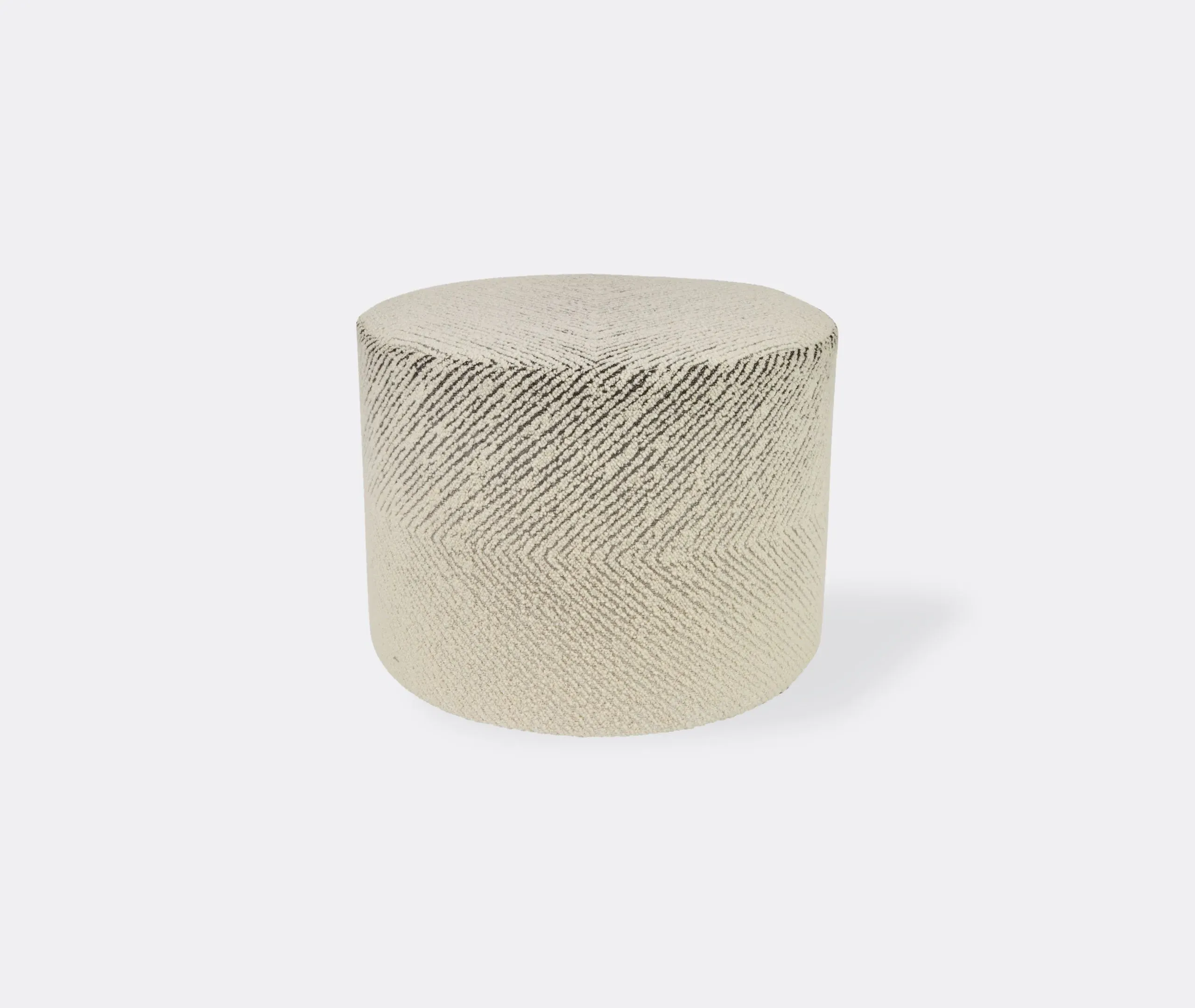 Cylindrical Pouf with Chevron Pattern - Black, Wool image