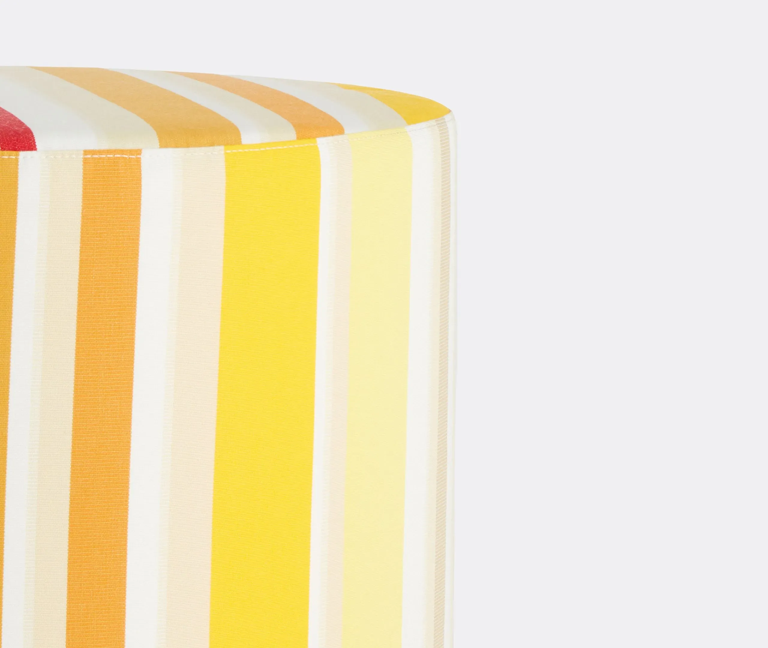 Cylindrical Pouf with Stripe Pattern - Multicolor