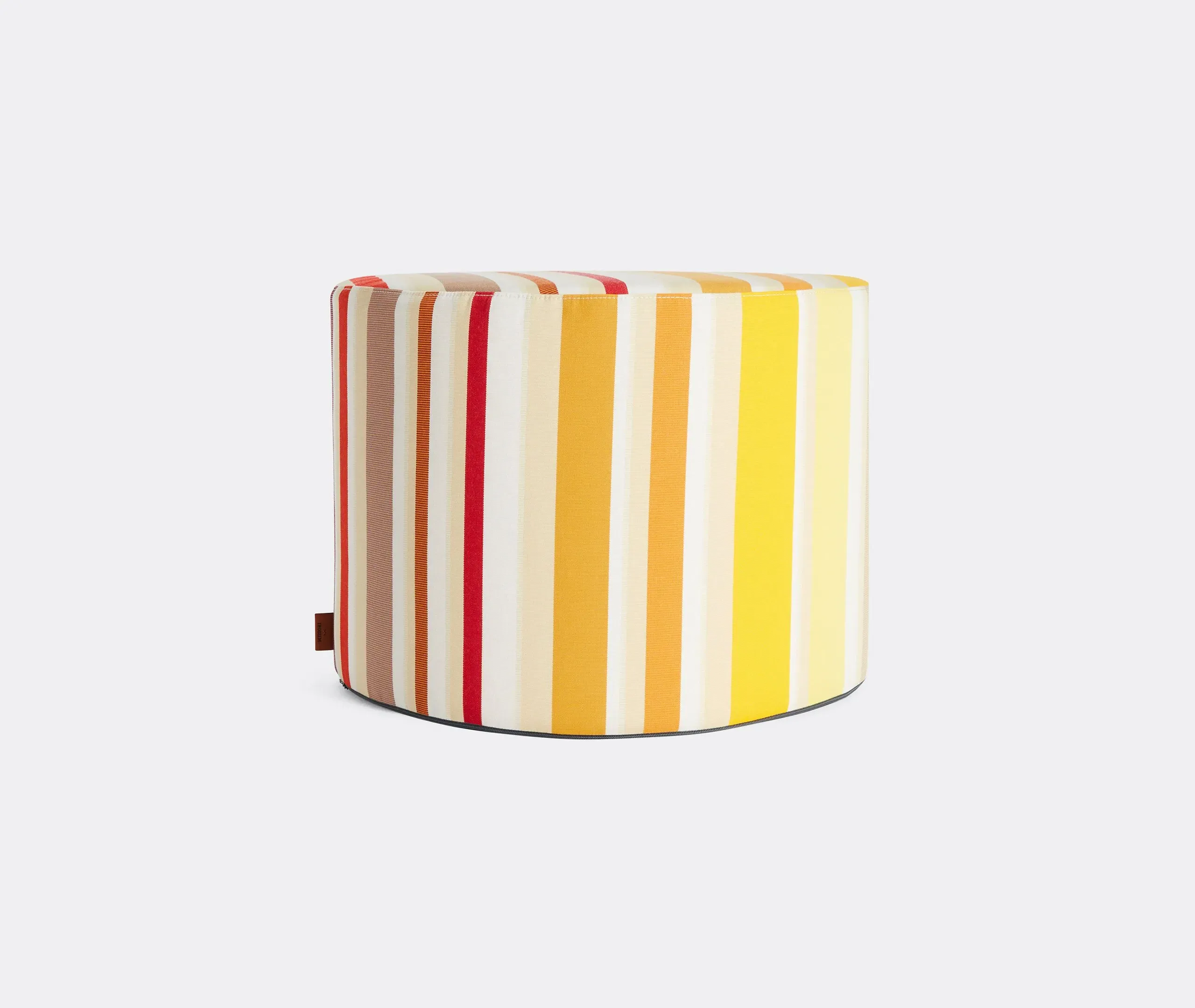 Cylindrical Pouf with Stripe Pattern - Multicolor