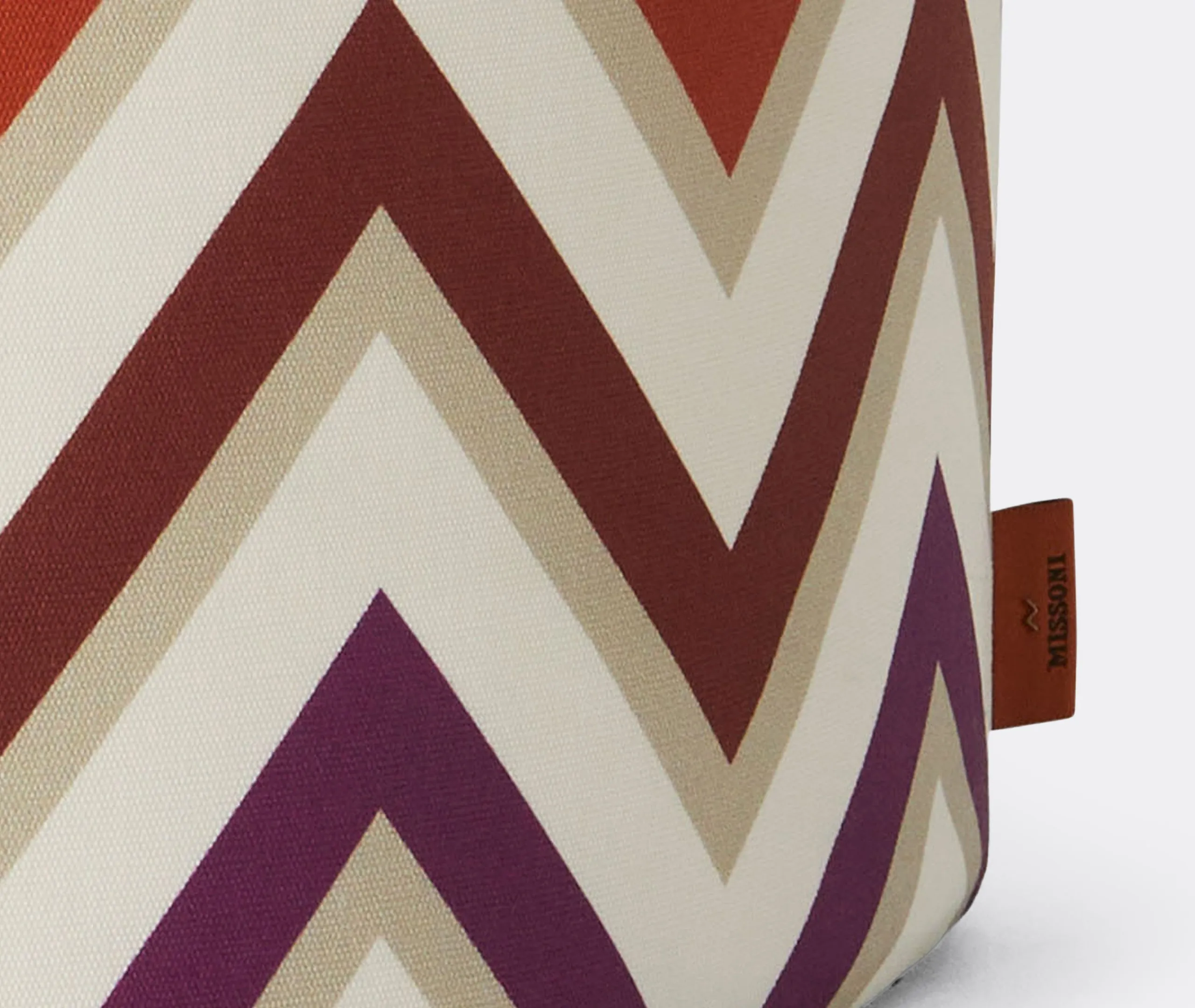 Cylindrical Pouf with Zigzag Pattern - Multicolor