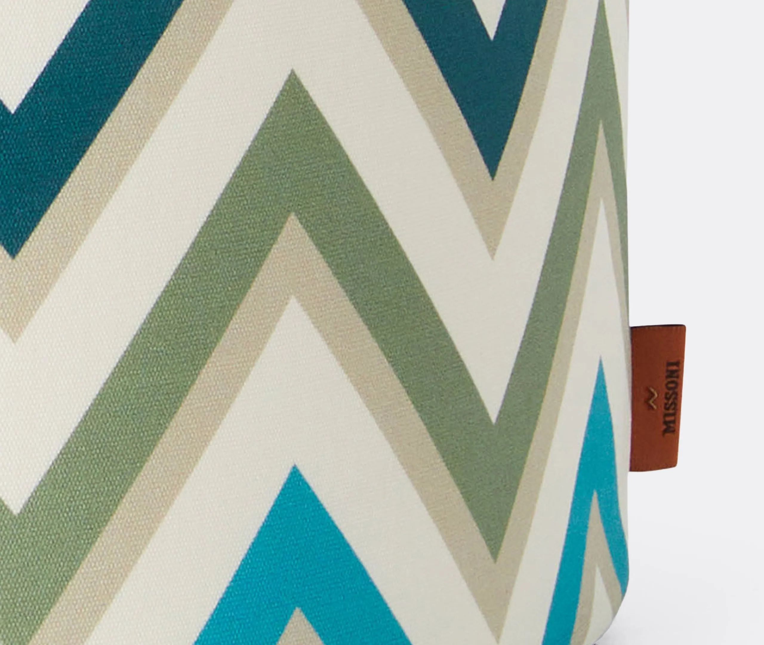 Cylindrical Pouf with Zigzag Pattern - Multicolor