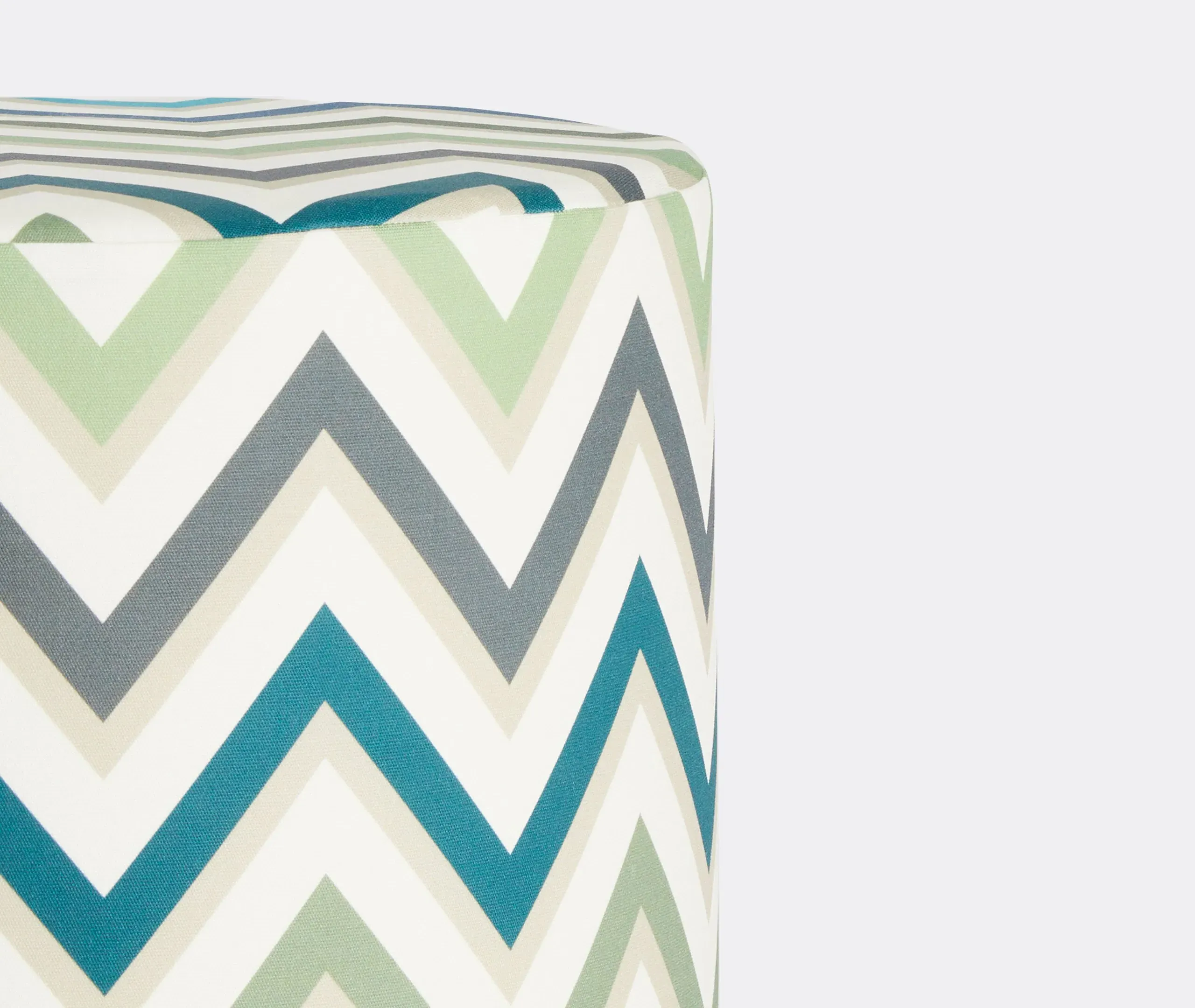 Cylindrical Pouf with Zigzag Pattern - Multicolor