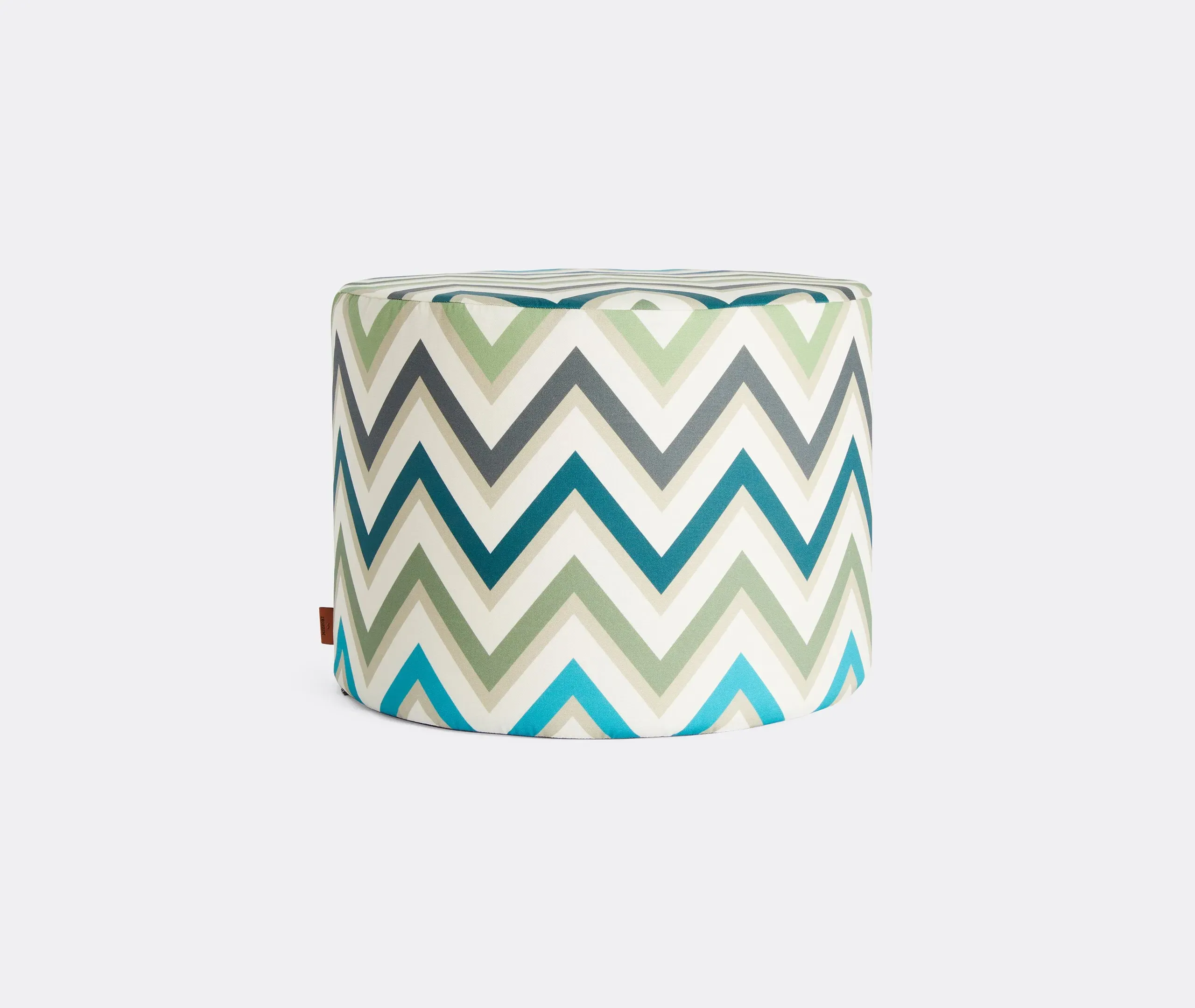 Cylindrical Pouf with Zigzag Pattern - Multicolor