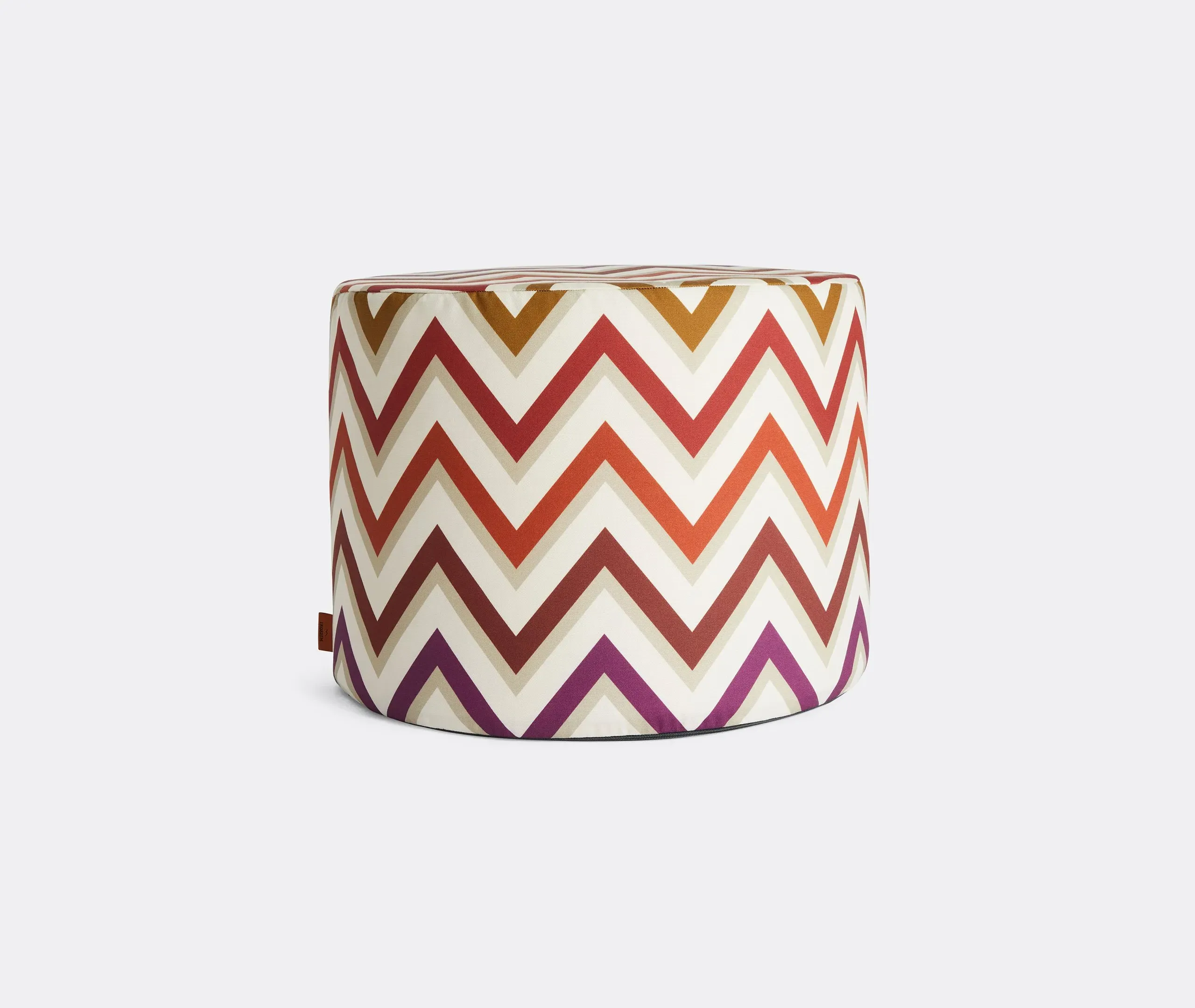 Cylindrical Pouf with Zigzag Pattern - Multicolor image
