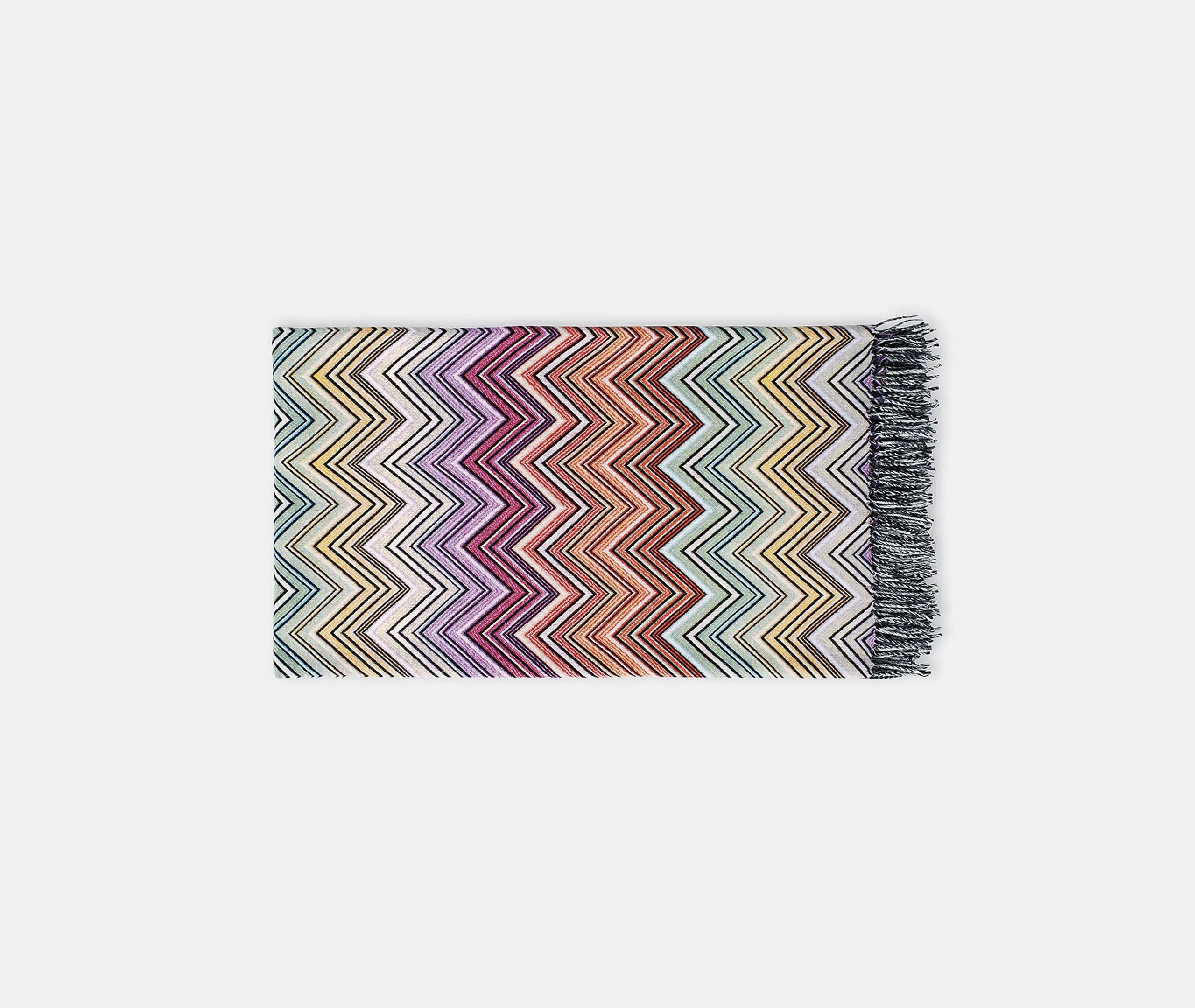 Fringed Throw Blanket - Orange, Wool Cashmere