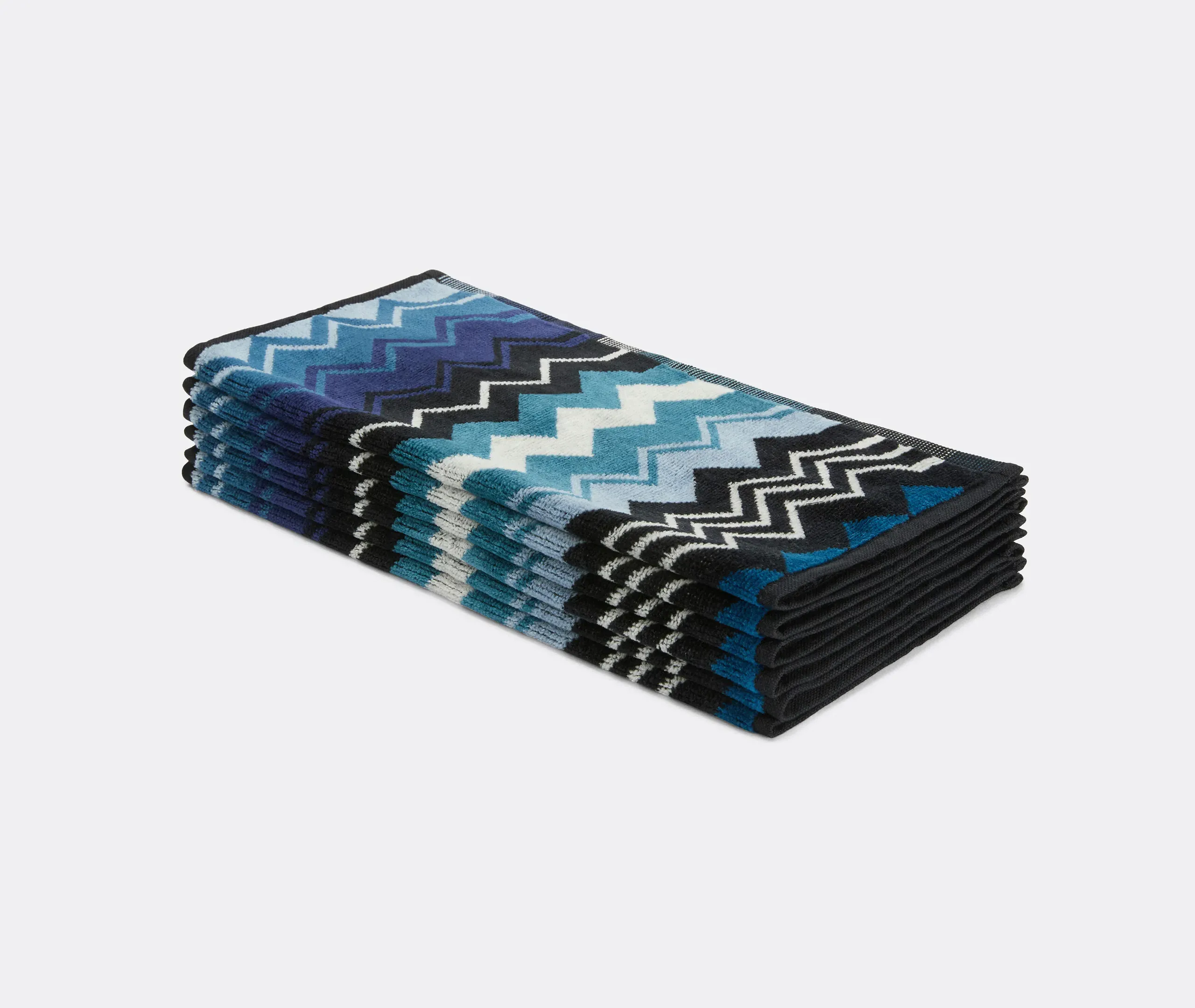Giacomo Face Towel Set of Six - Blue, Cotton Terry Velour alternate view