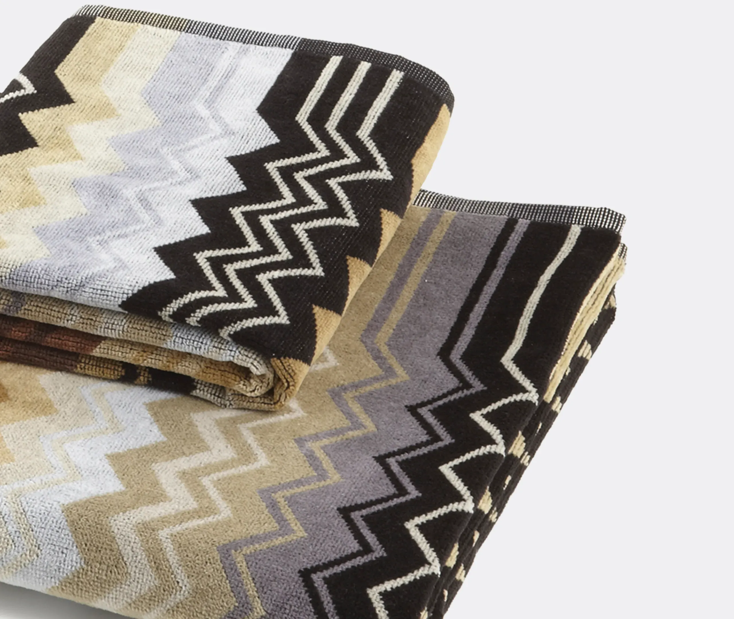 Giacomo Towel Set Two Pieces - Black Multicolour, Cotton