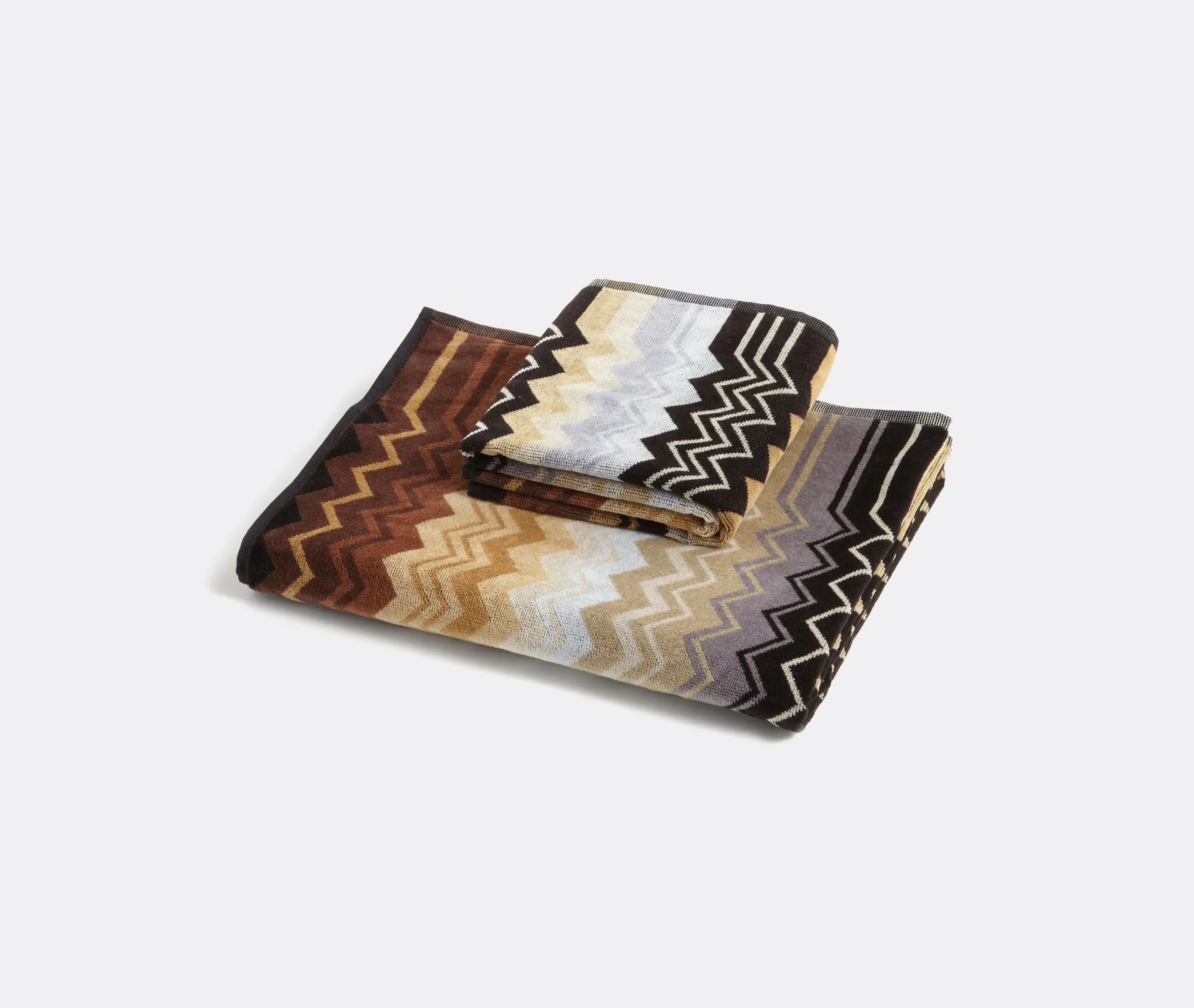 Giacomo Towel Set Two Pieces - Black Multicolour, Cotton