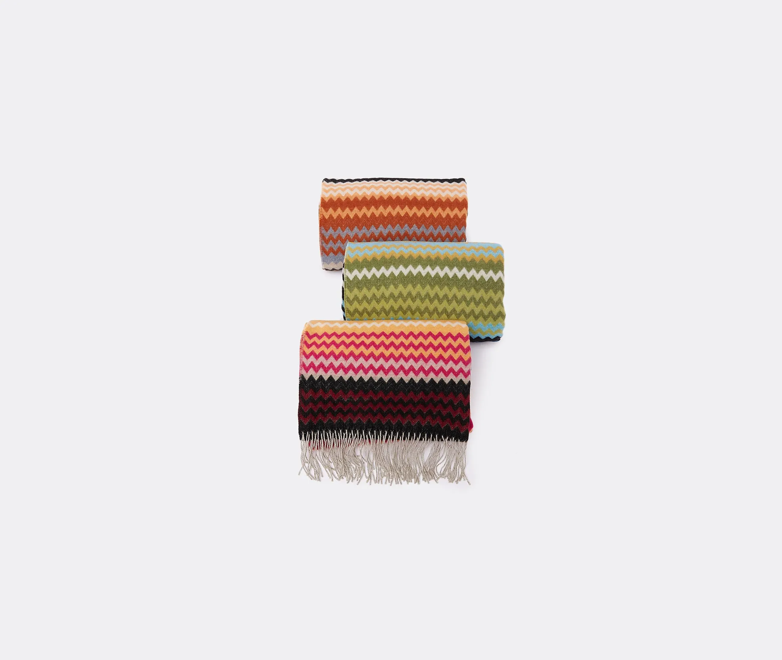 Humbert Throw with Zigzag Pattern - Black, Wool