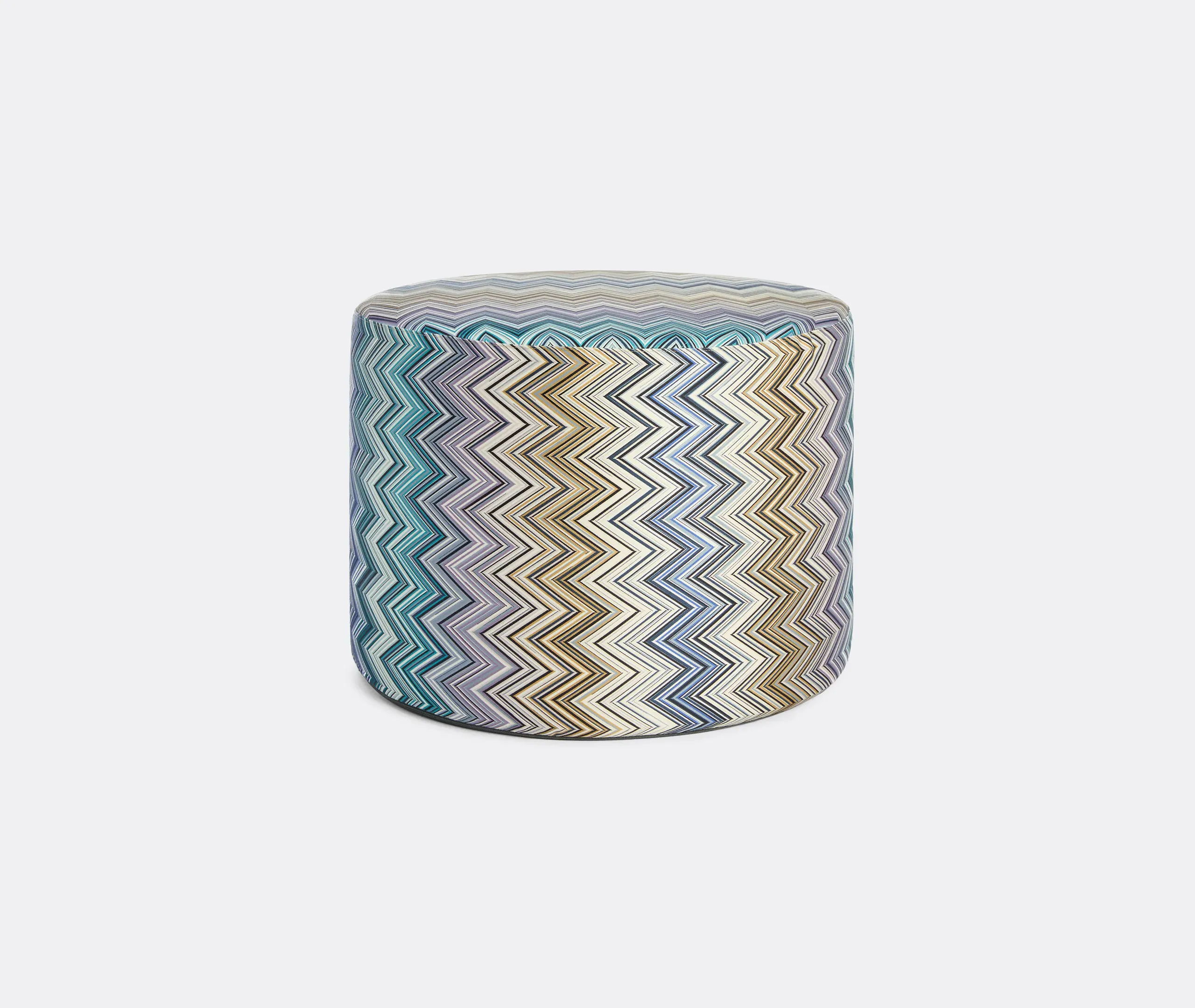 Jarris Cylindrical Pouf - Blue Multicolour, Jacquard product
