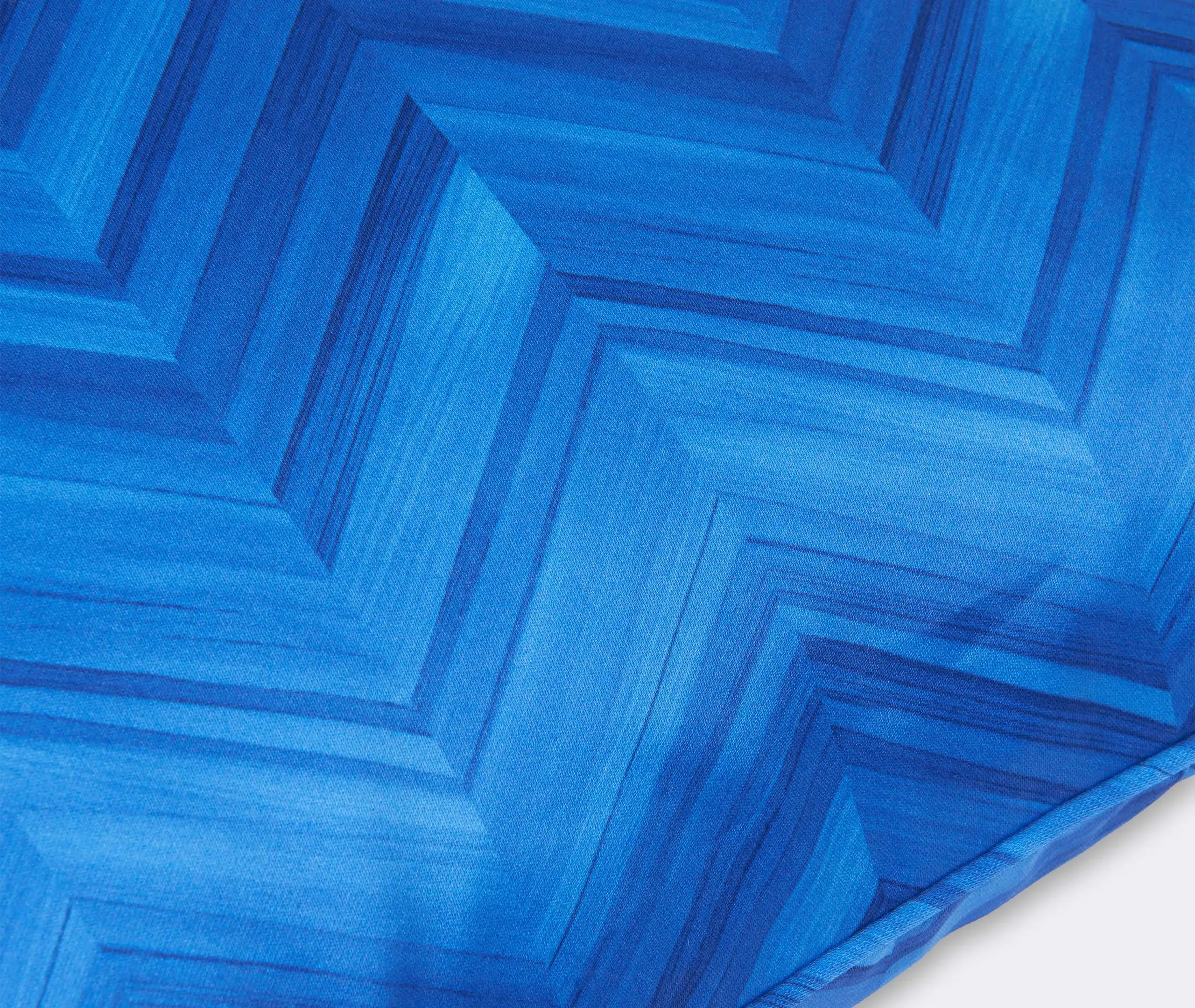 Large Square Cushion with Chevron - Blue, Cotton