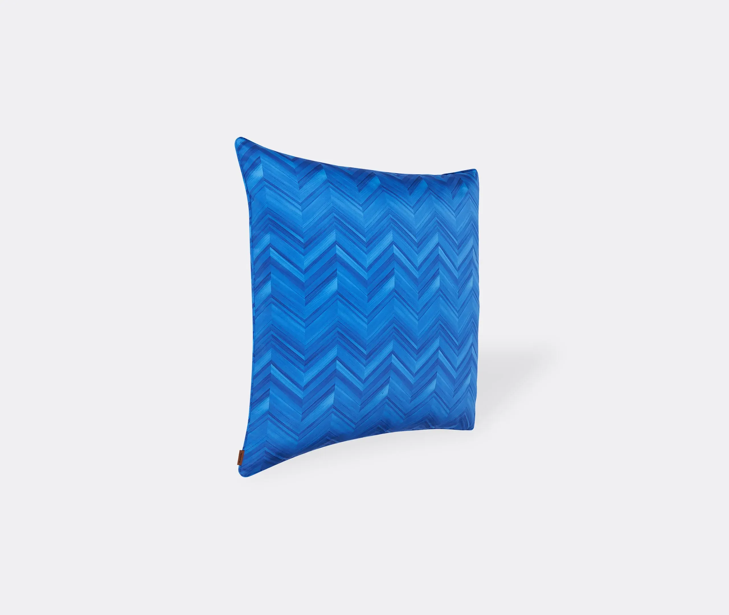 Large Square Cushion with Chevron - Blue, Cotton