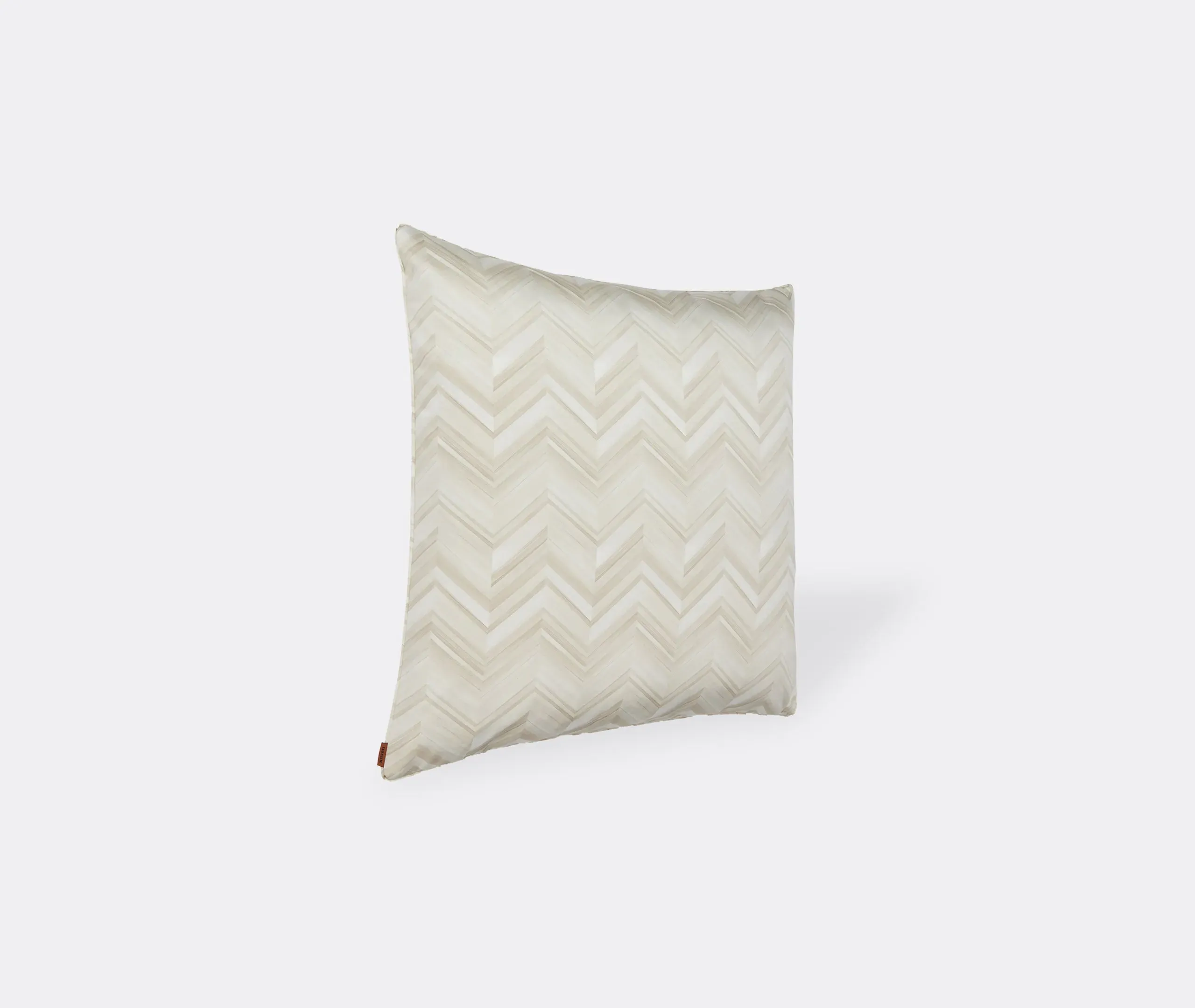 Large Square Cushion with Chevron - Natural, Cotton