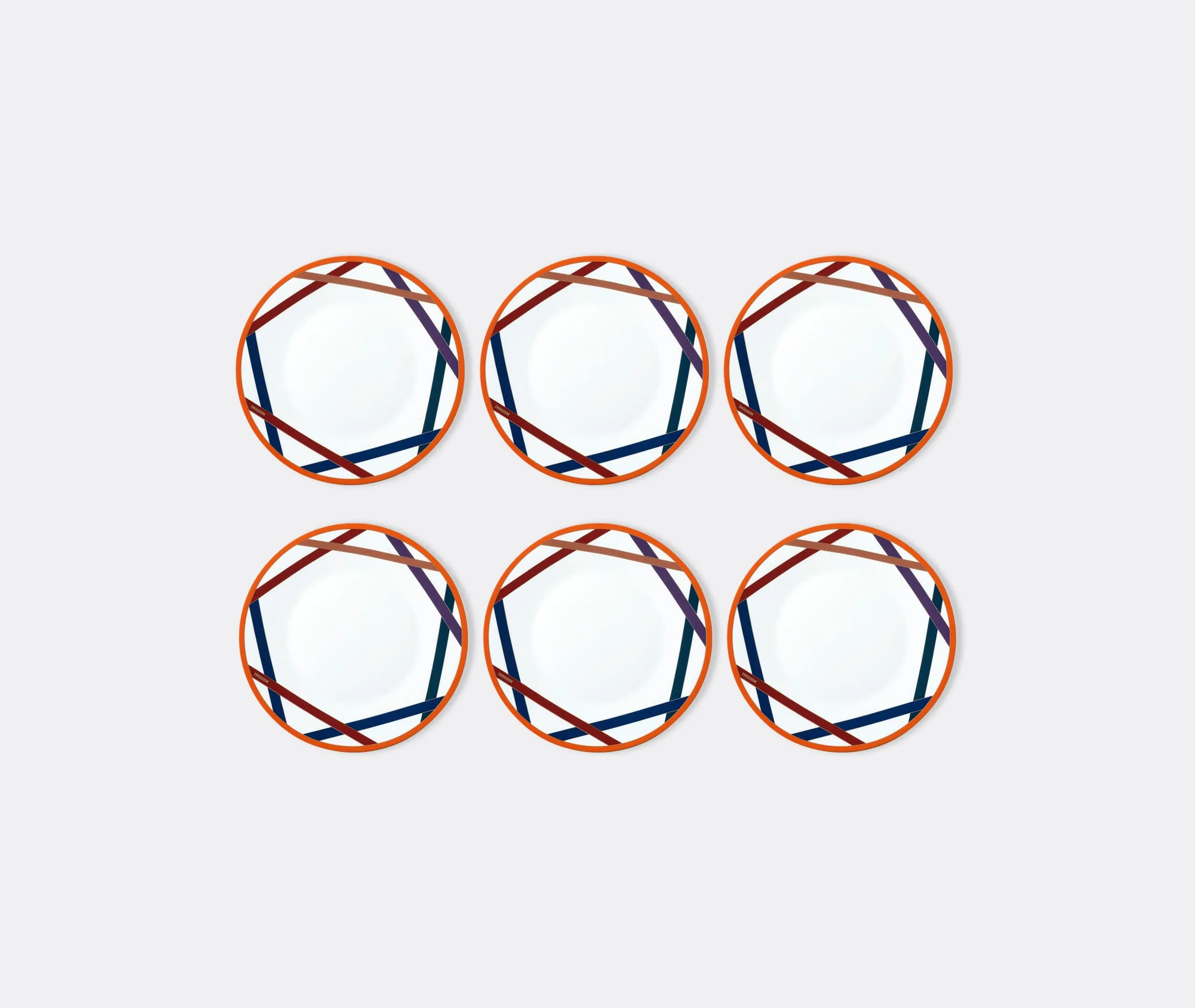 Nastri Set of Six Dinner Plates - Multicolor, Bone China product
