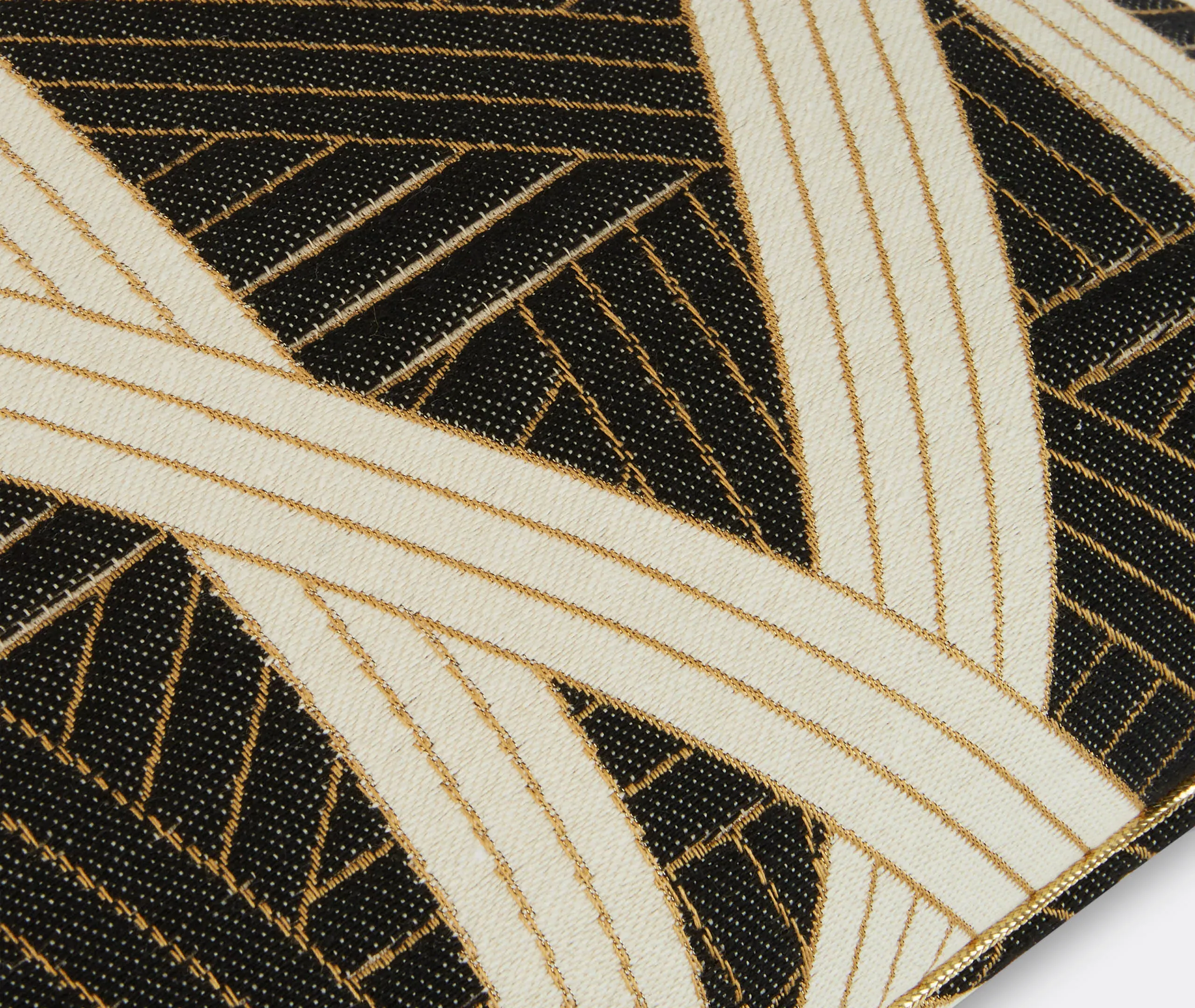 Rectangular Cushion with Striped Pattern - Black