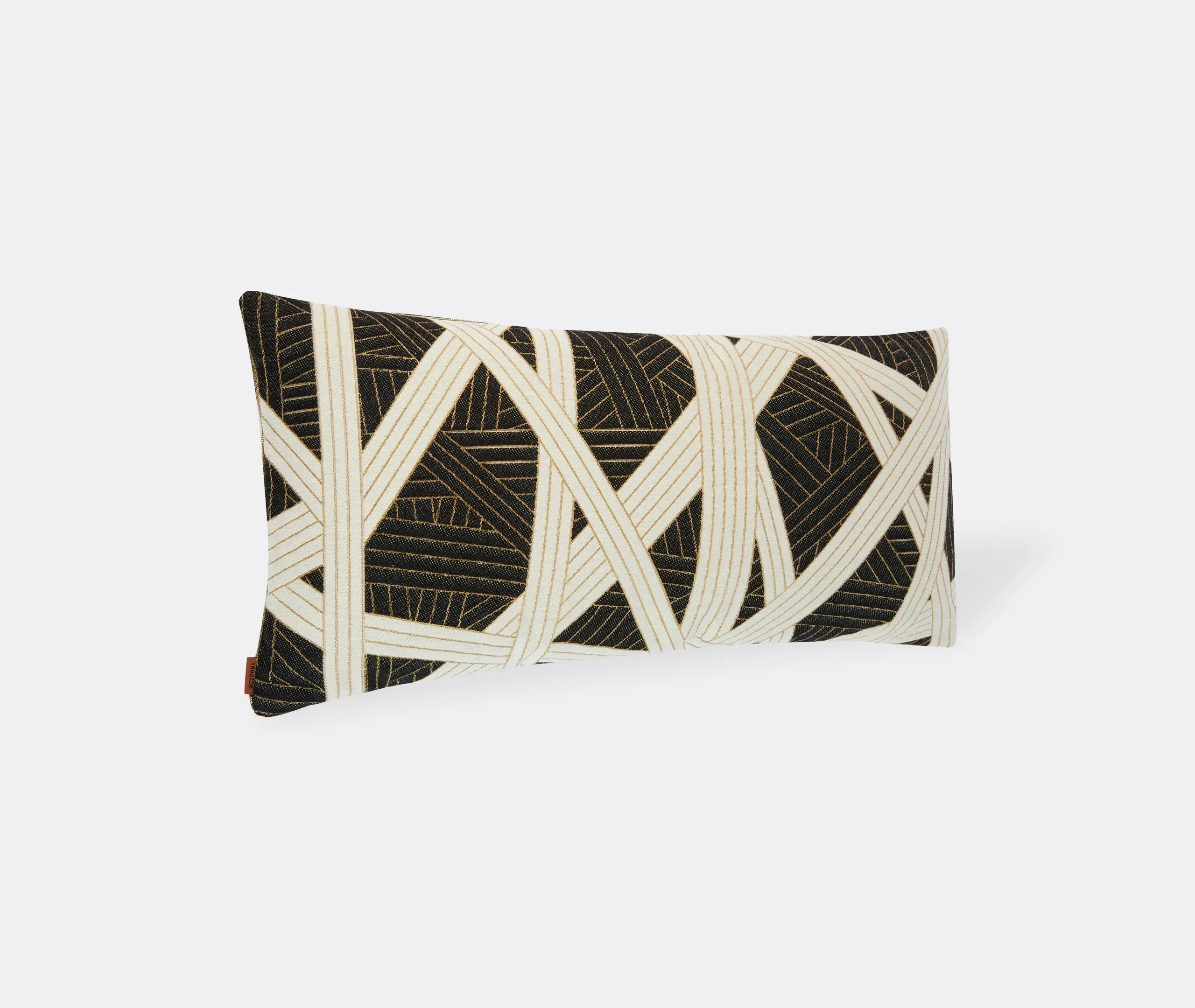 Rectangular Cushion with Striped Pattern - Black