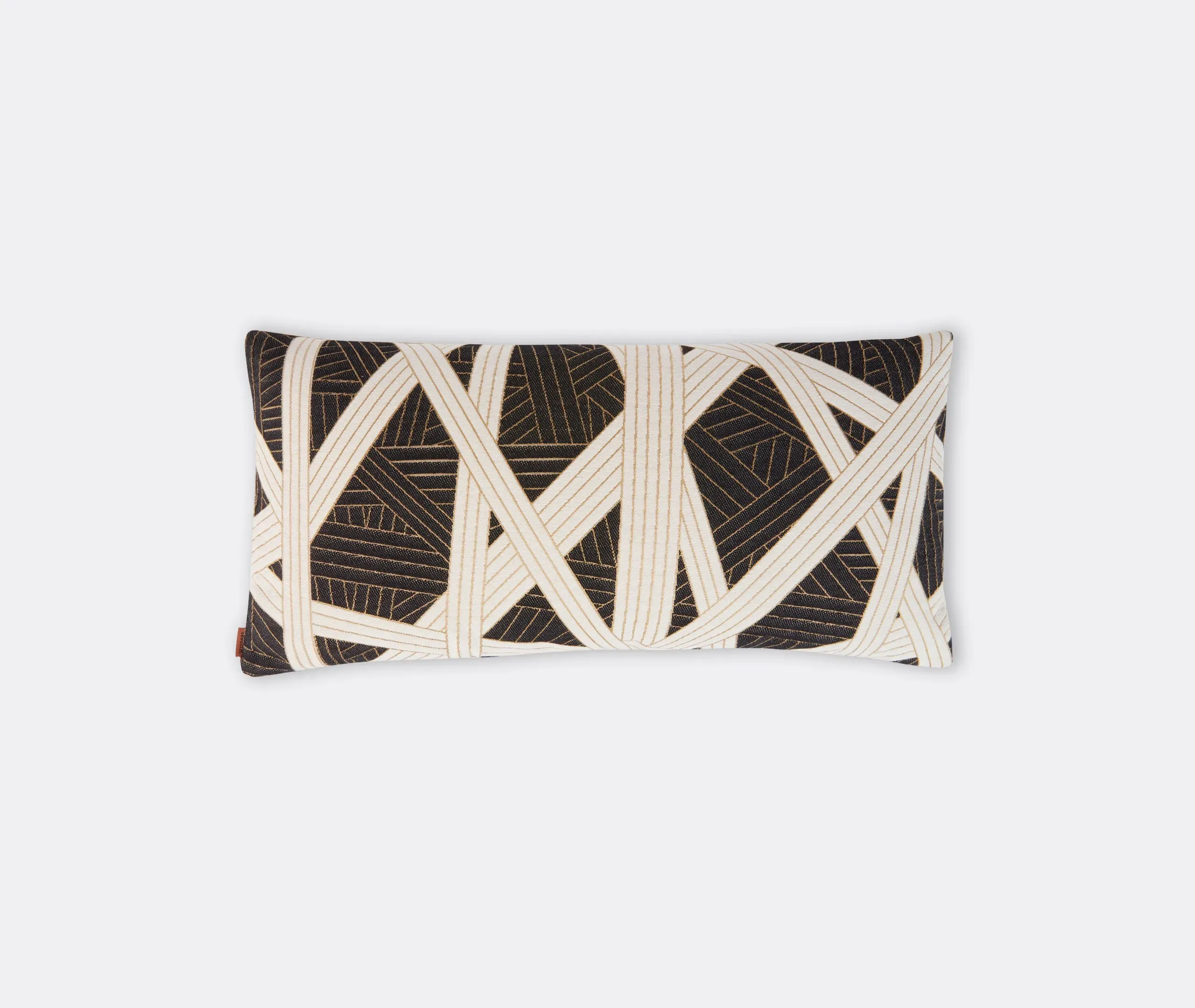 Rectangular Cushion with Striped Pattern - Black