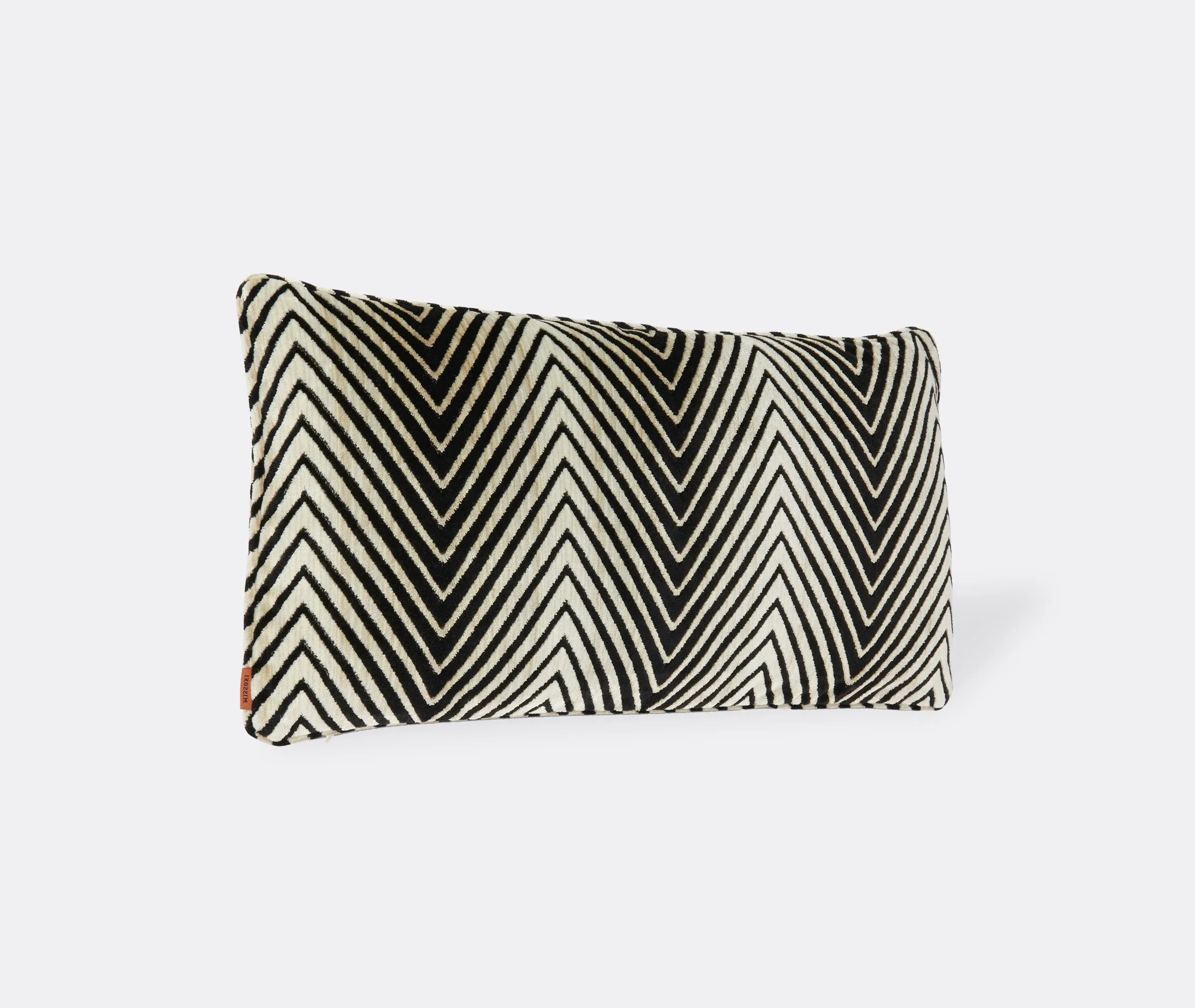 Rectangular Cushion with Zigzag Print - Black