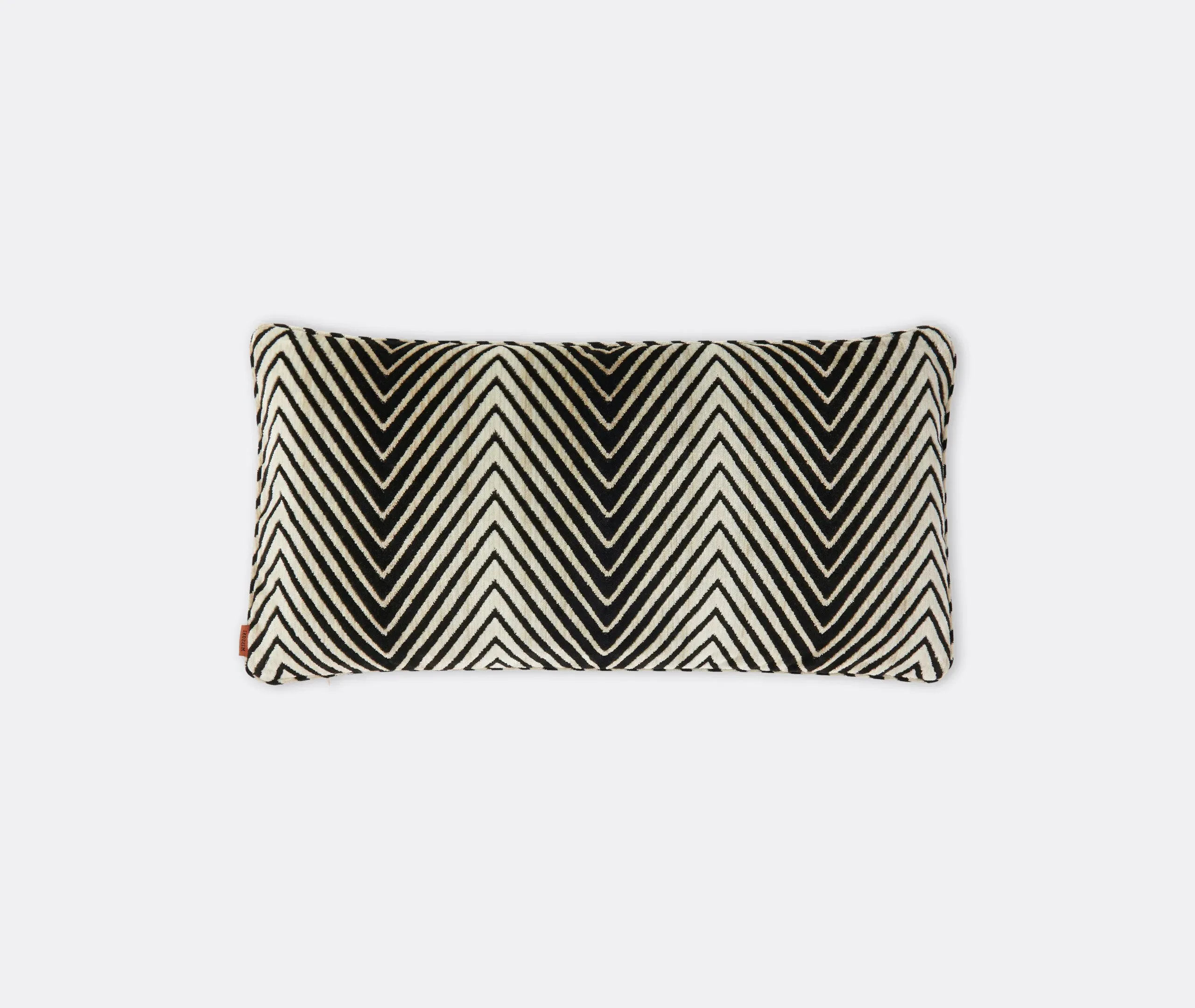 Rectangular Cushion with Zigzag Print - Black