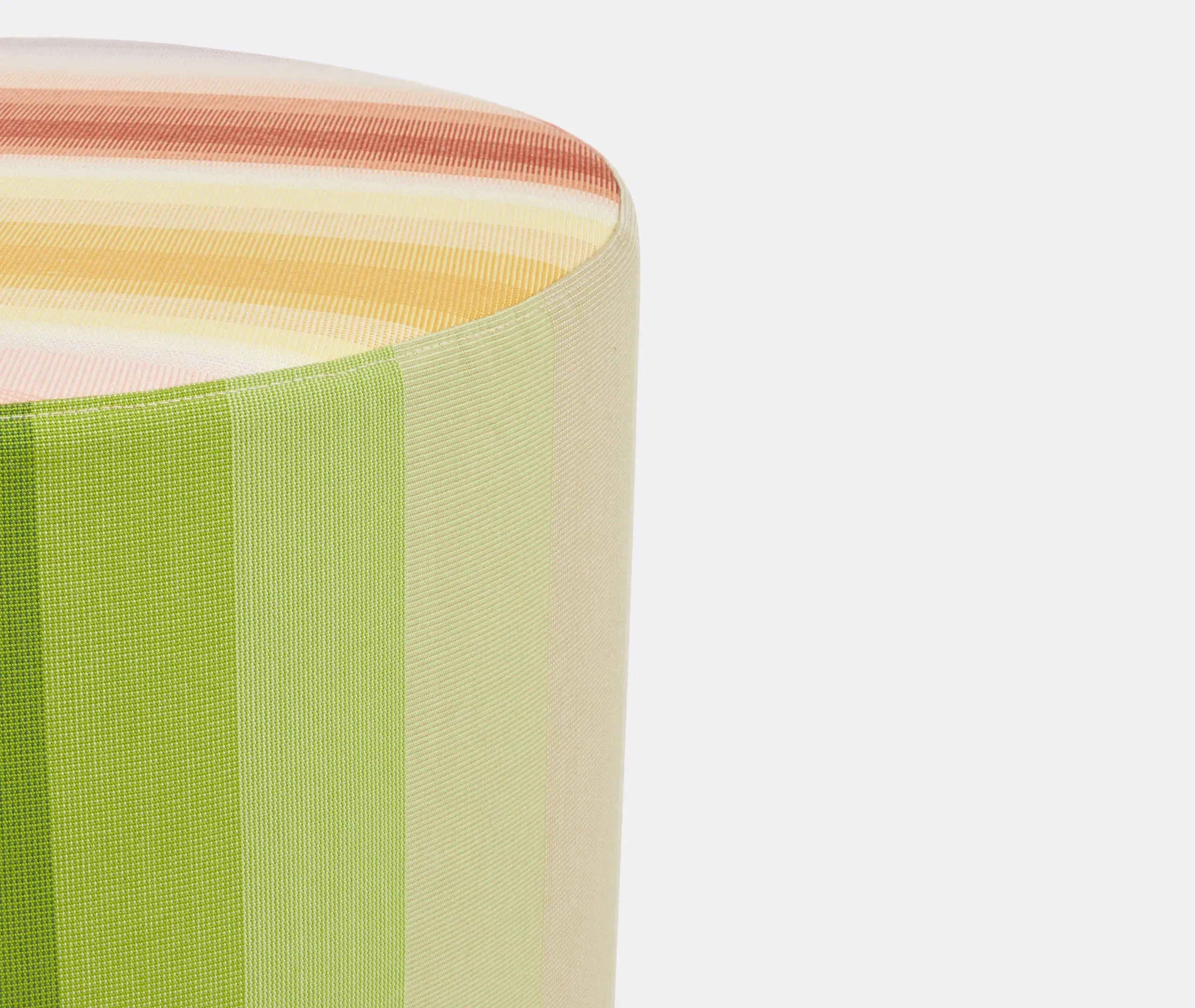 Round Cylindrical Pouf with Linear Pattern - Multicolor